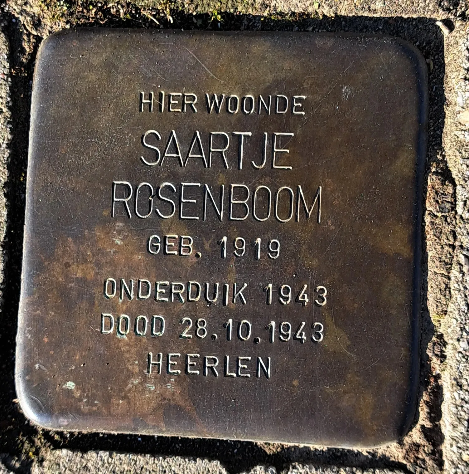 Struikelsteen voor Saartje Rosenboom