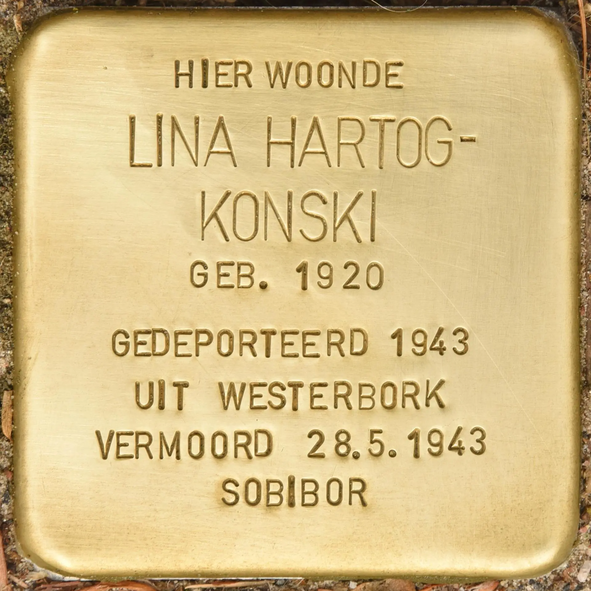 Struikelsteen voor Lina Hartog-Konski