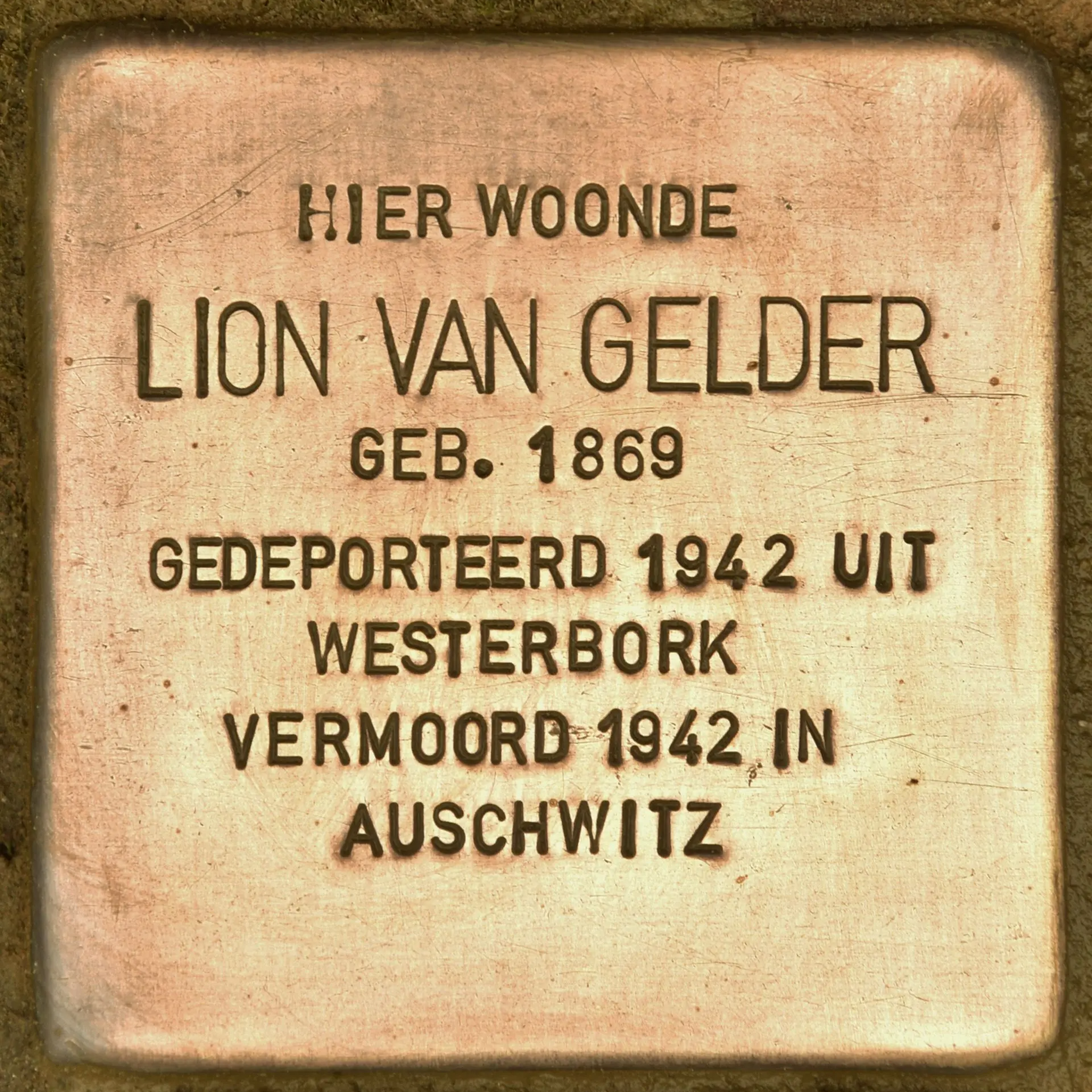 Struikelsteen voor Lion van Gelder