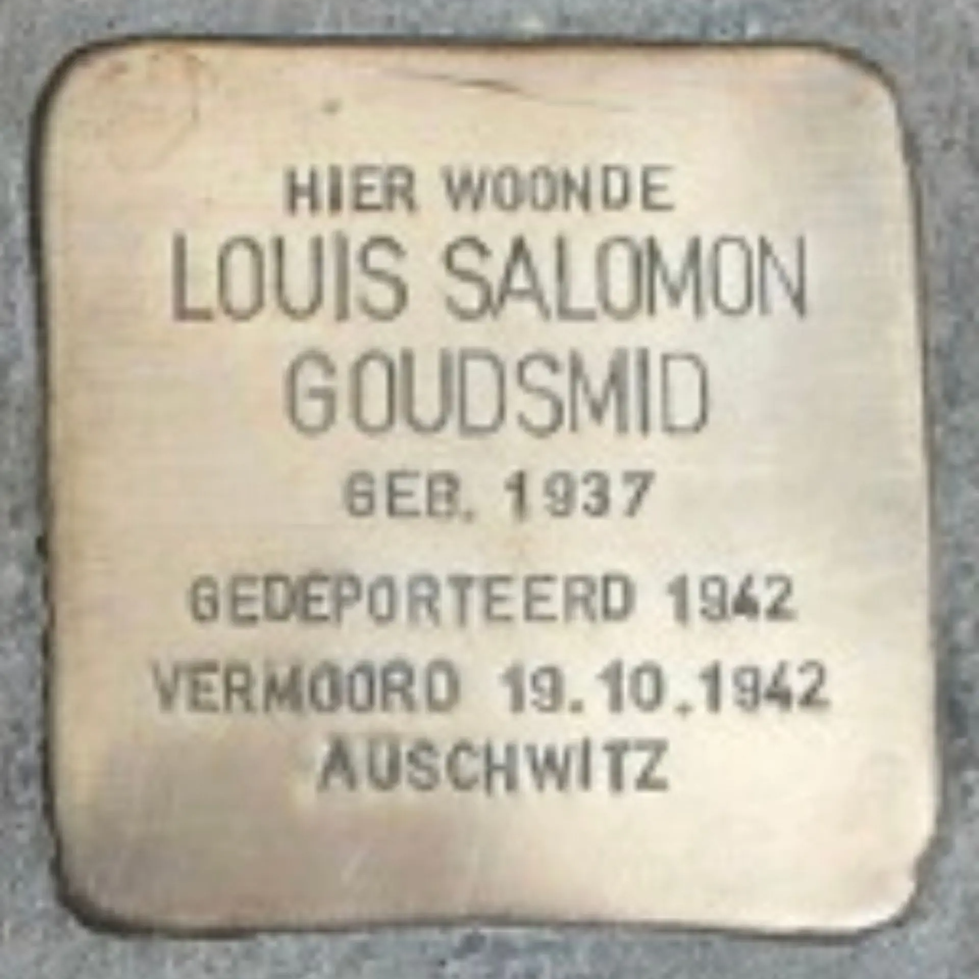 Struikelsteen voor Louis Salomon Goudsmid