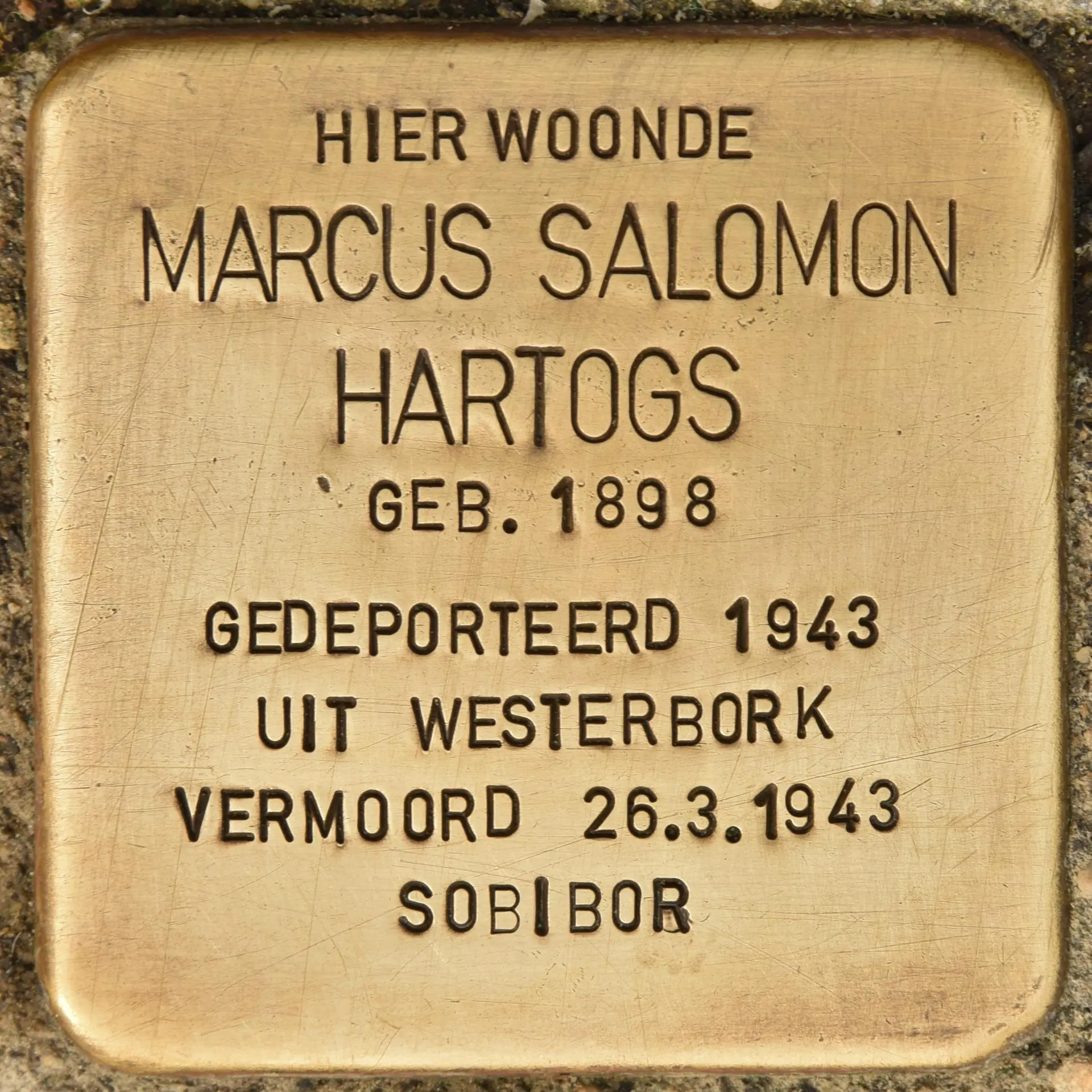 Struikelsteen voor Marcus Salomon Hartogs