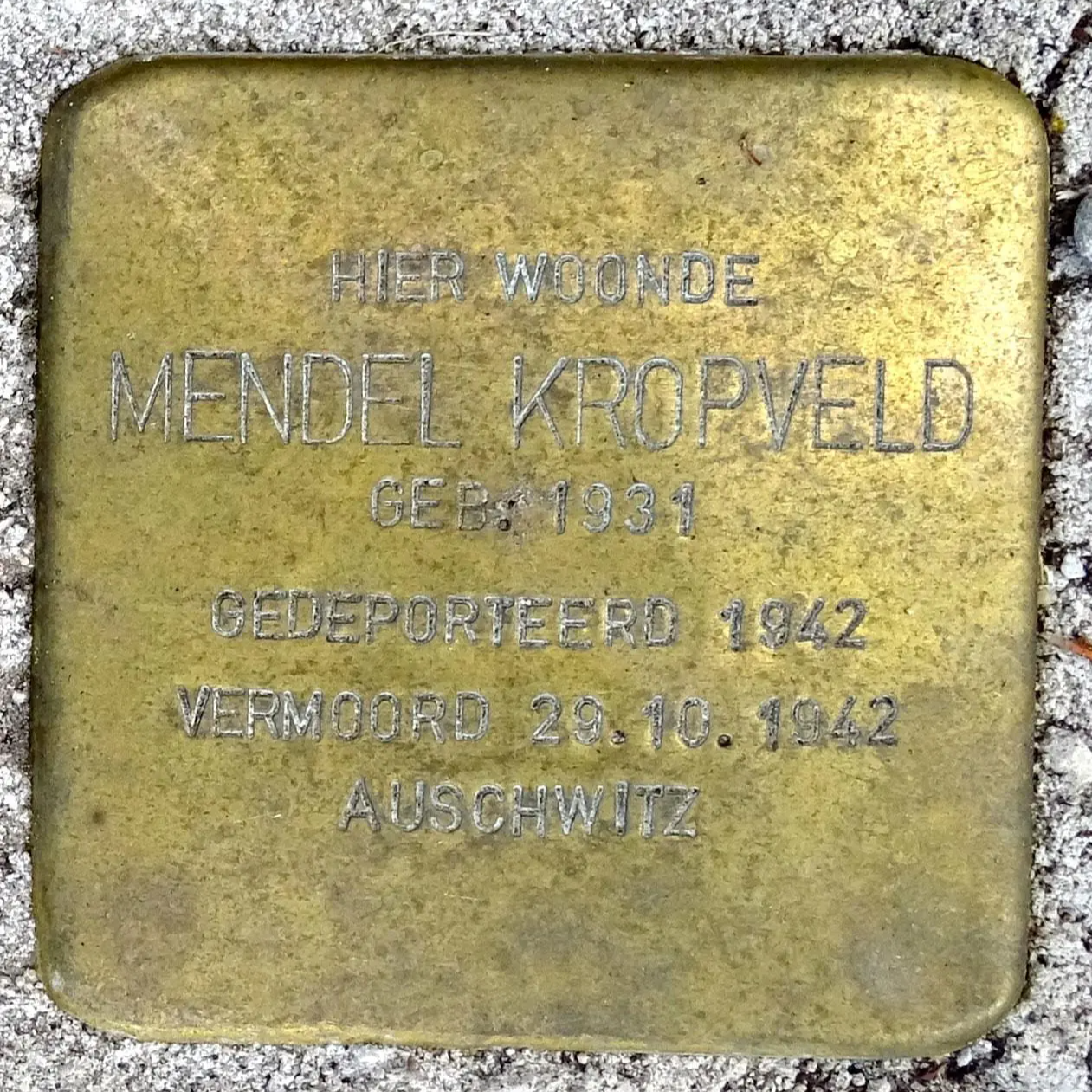 Struikelsteen voor Mendel Kropveld