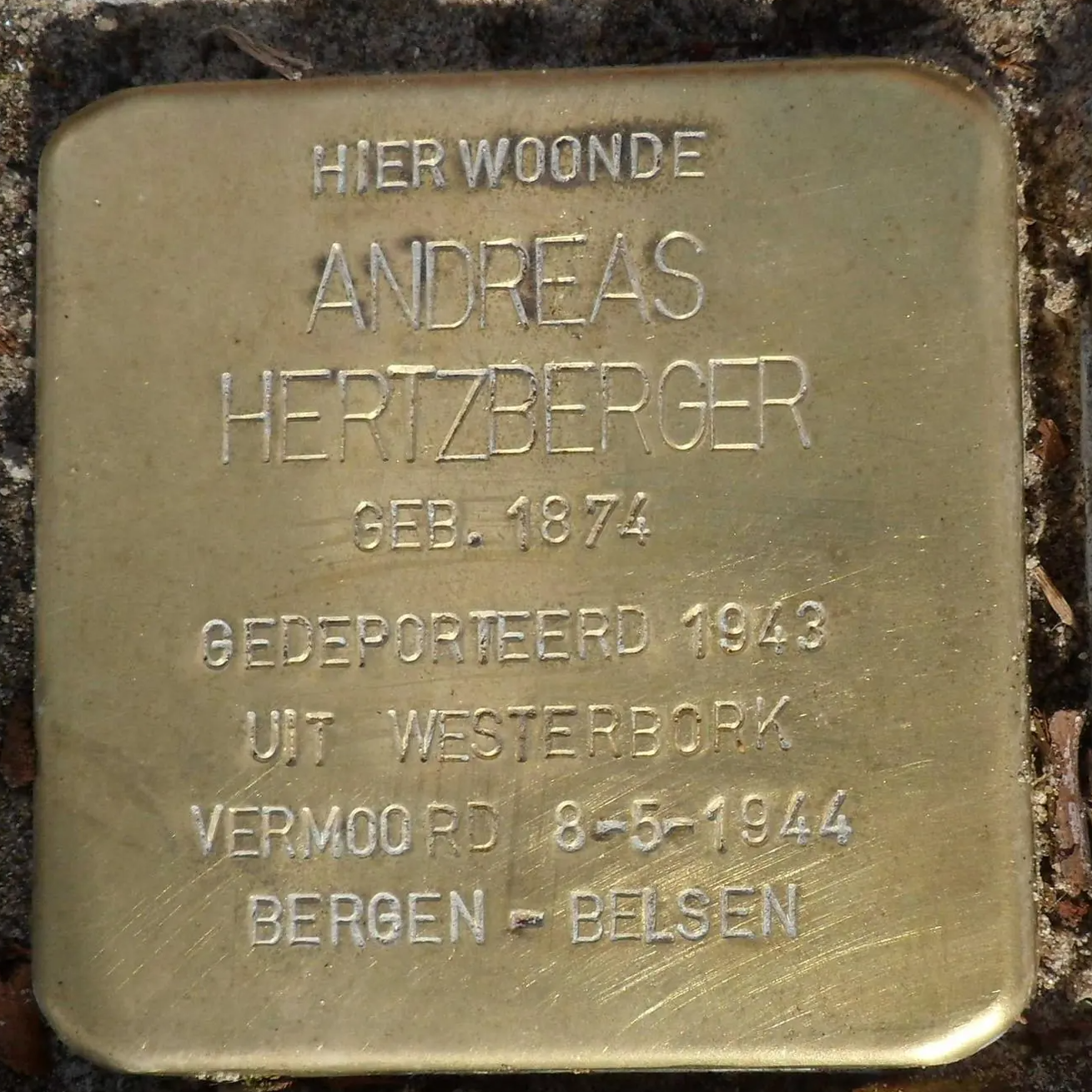 Struikelsteen voor Andreas Hertzberger