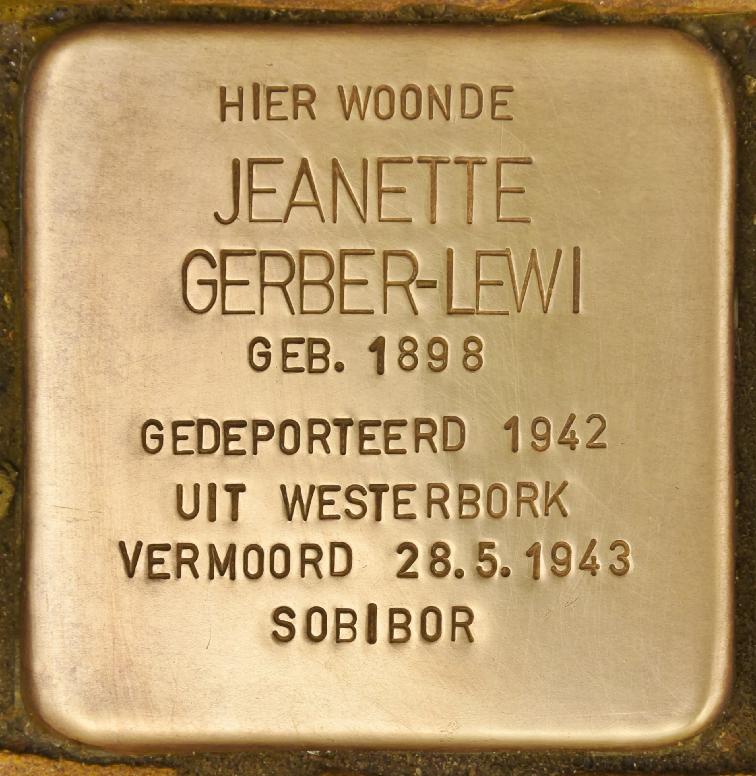 Struikelsteen voor Sara Jeannette Gerber-Lewi