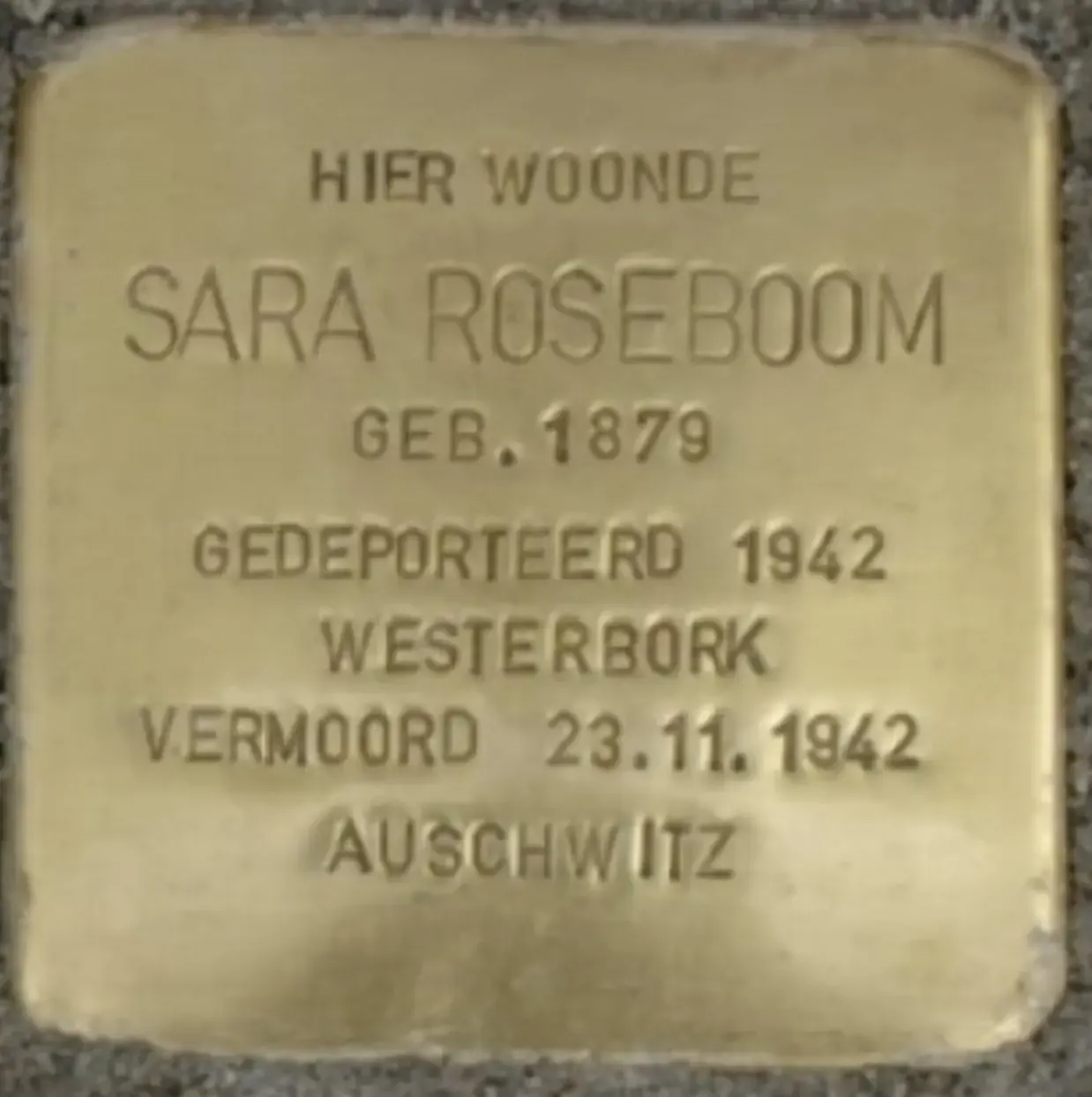 Struikelsteen voor Sara Roseboom