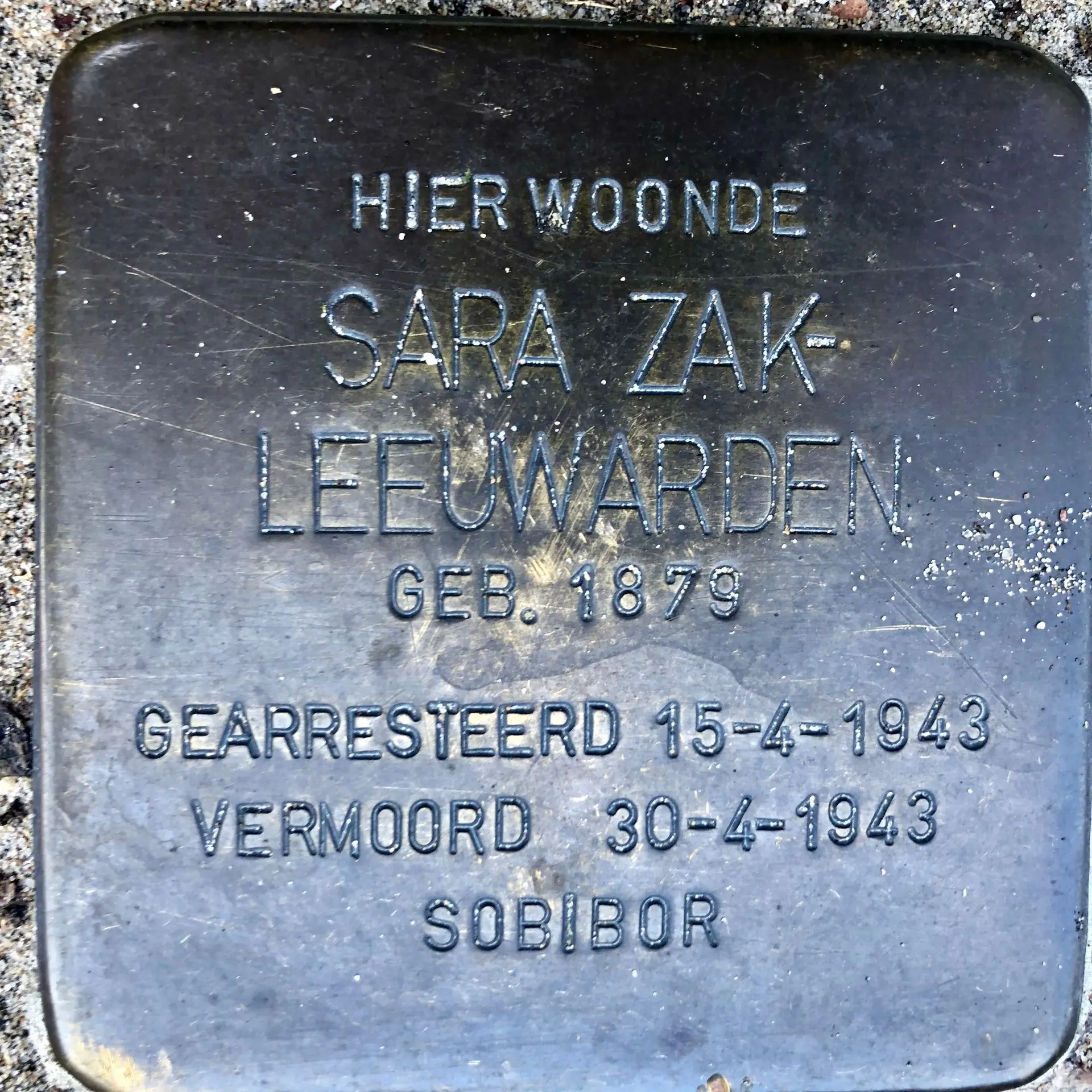 Struikelsteen voor Sara Zak-Leeuwaarden (Leeuwarden)