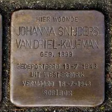 Struikelsteen voor Johanna Snijders van Driel-Kaufma