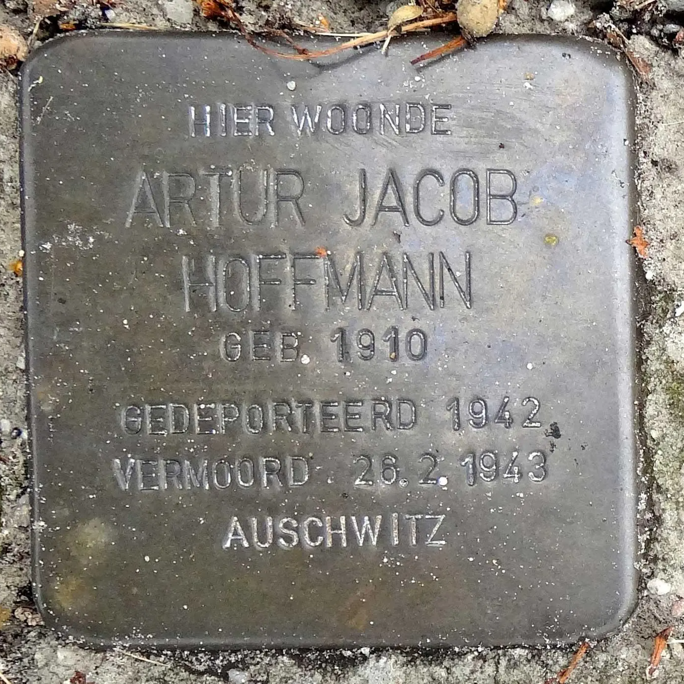 Struikelsteen voor Artur Jacob Hoffmann