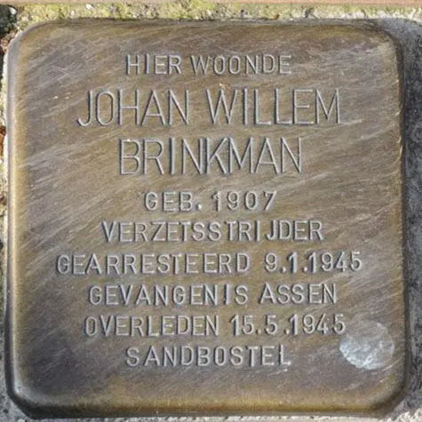Struikelsteen voor Johan Willem Brinkman