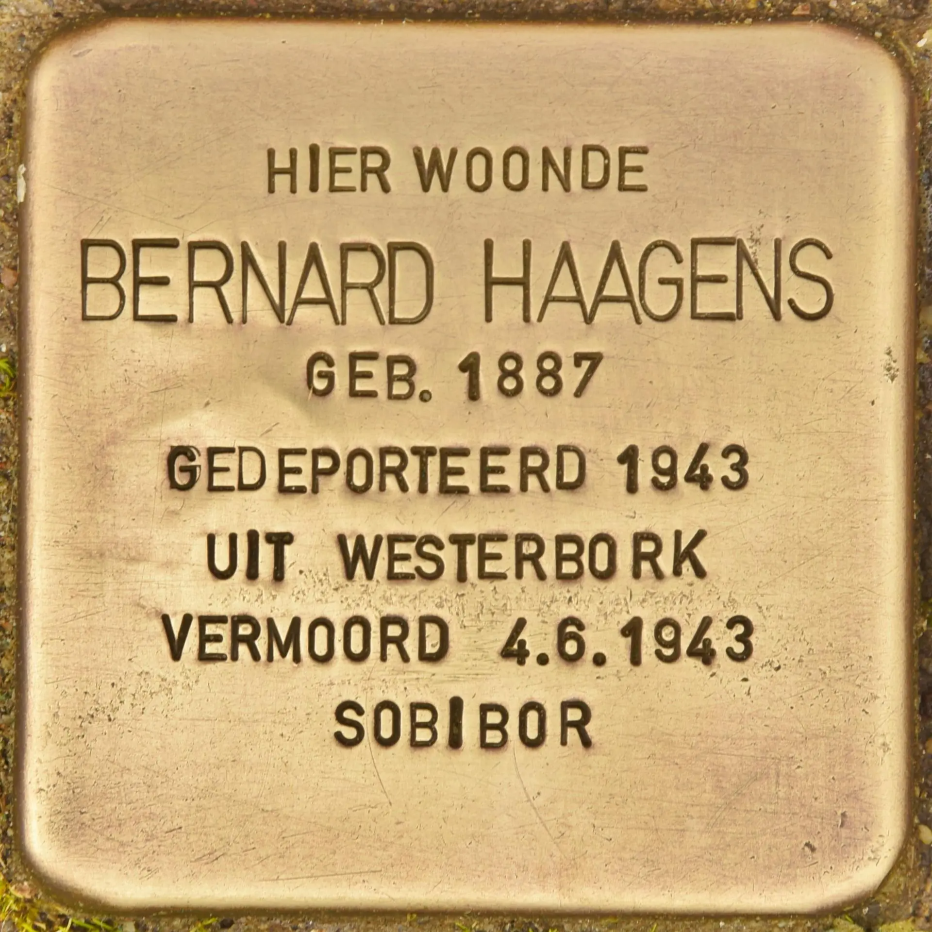 Struikelsteen voor Bernard Haagens