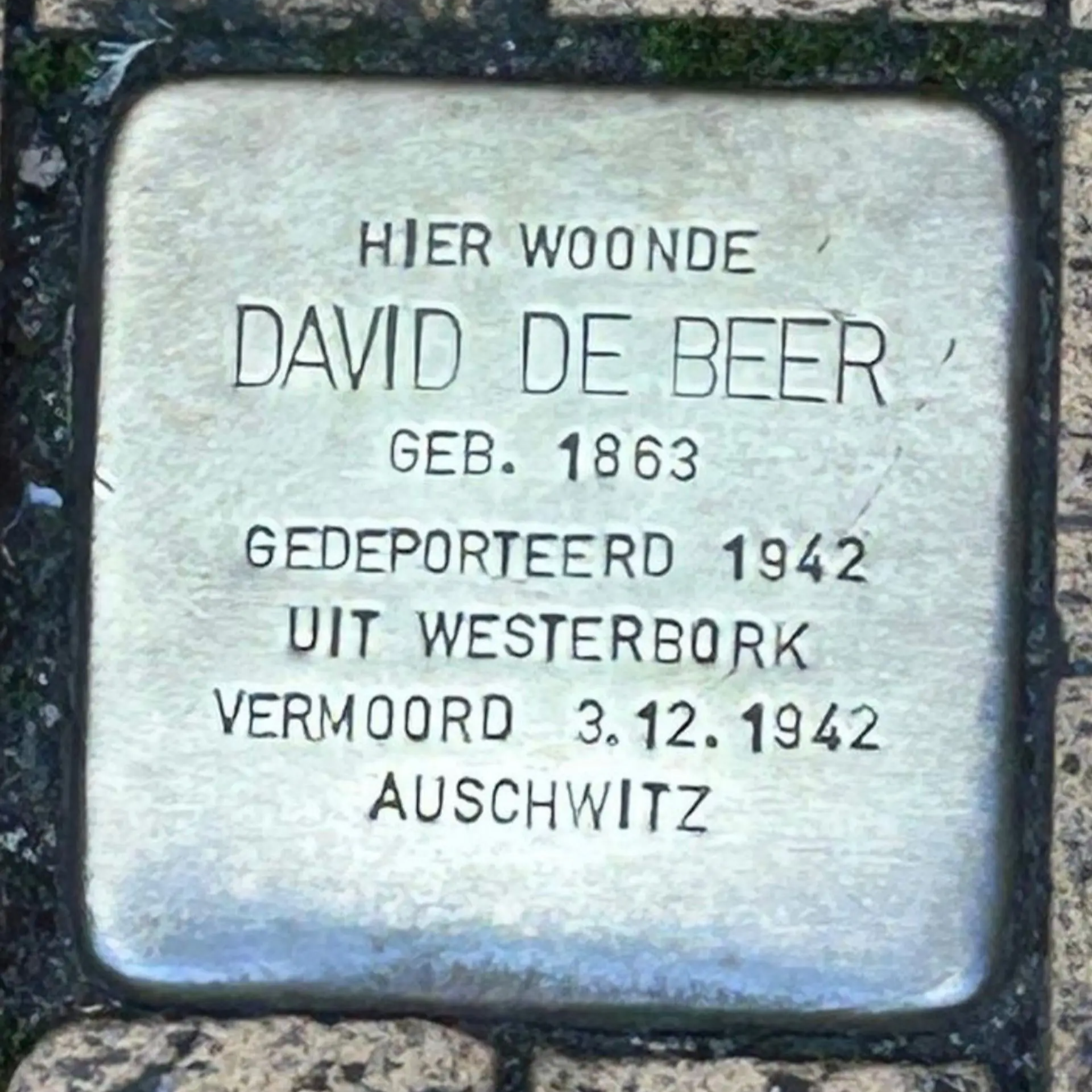 Struikelsteen voor David de Beer