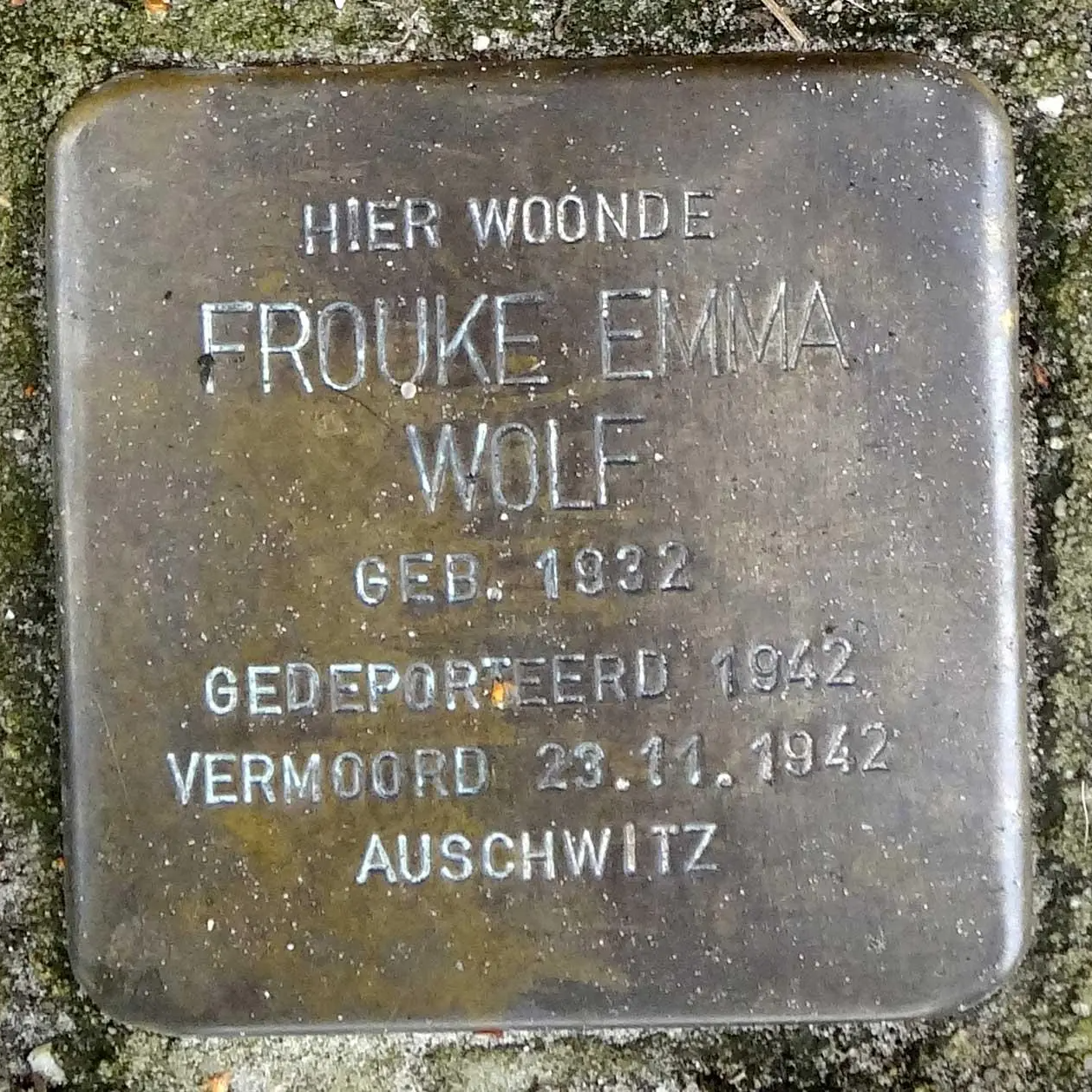 Struikelsteen voor Frouke Emma Wolf