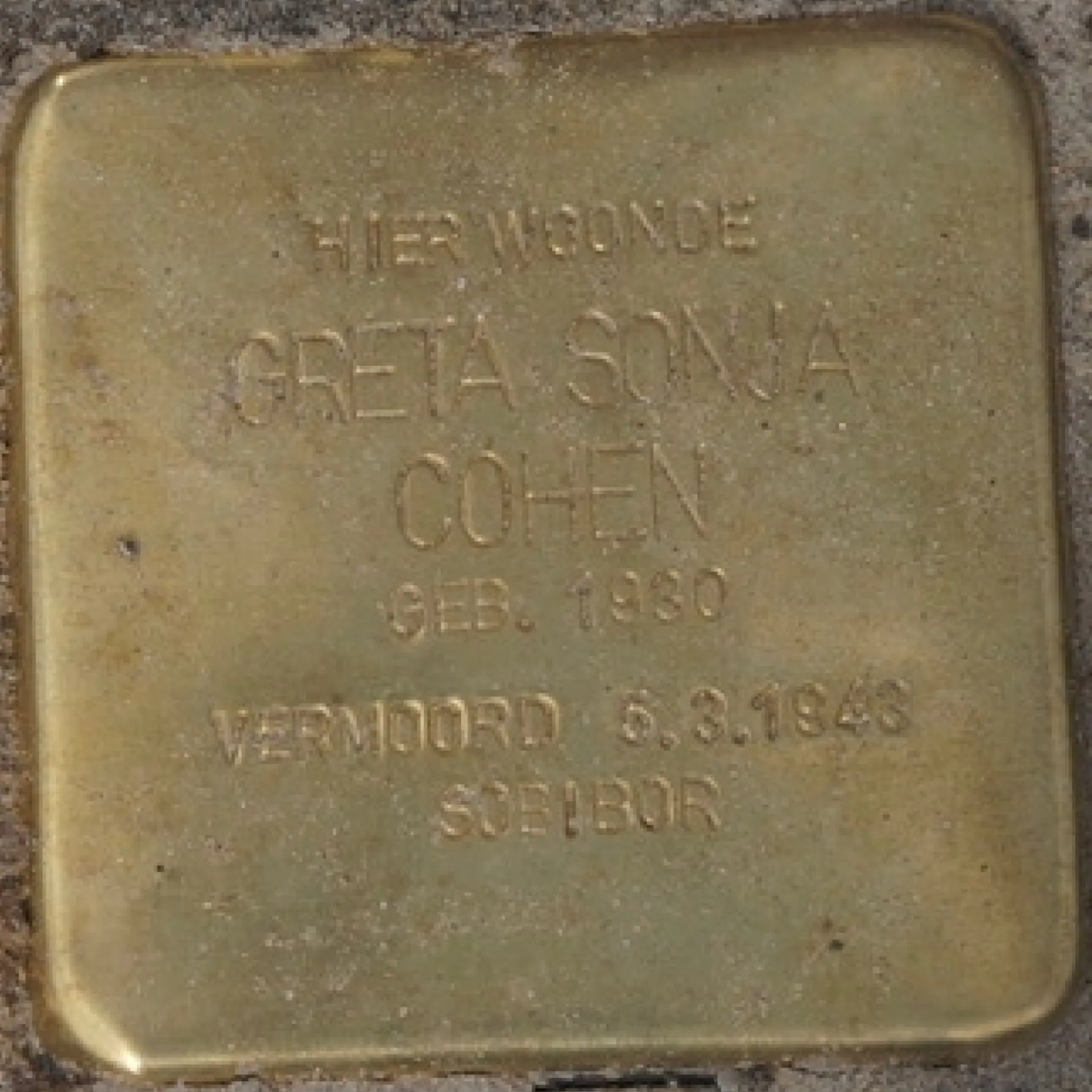 Struikelsteen voor Greta Sonja Cohen