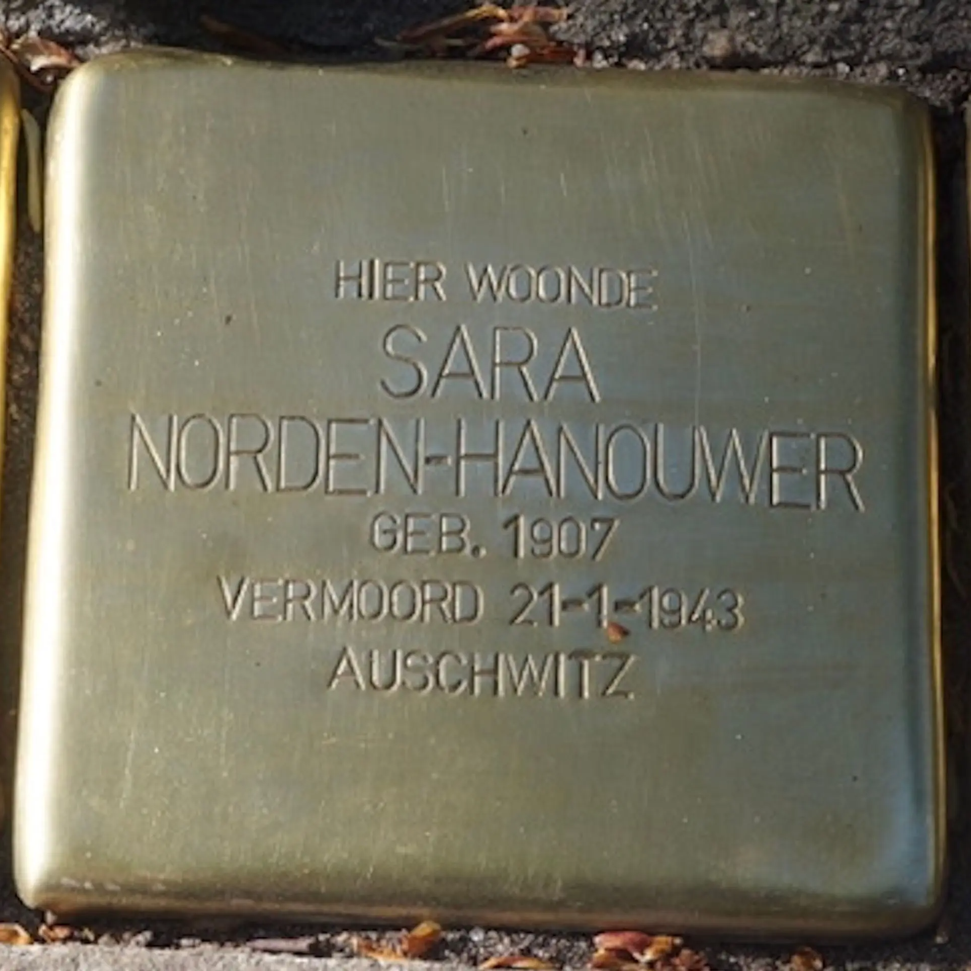 Struikelsteen voor Sara Norden-Hanouwer