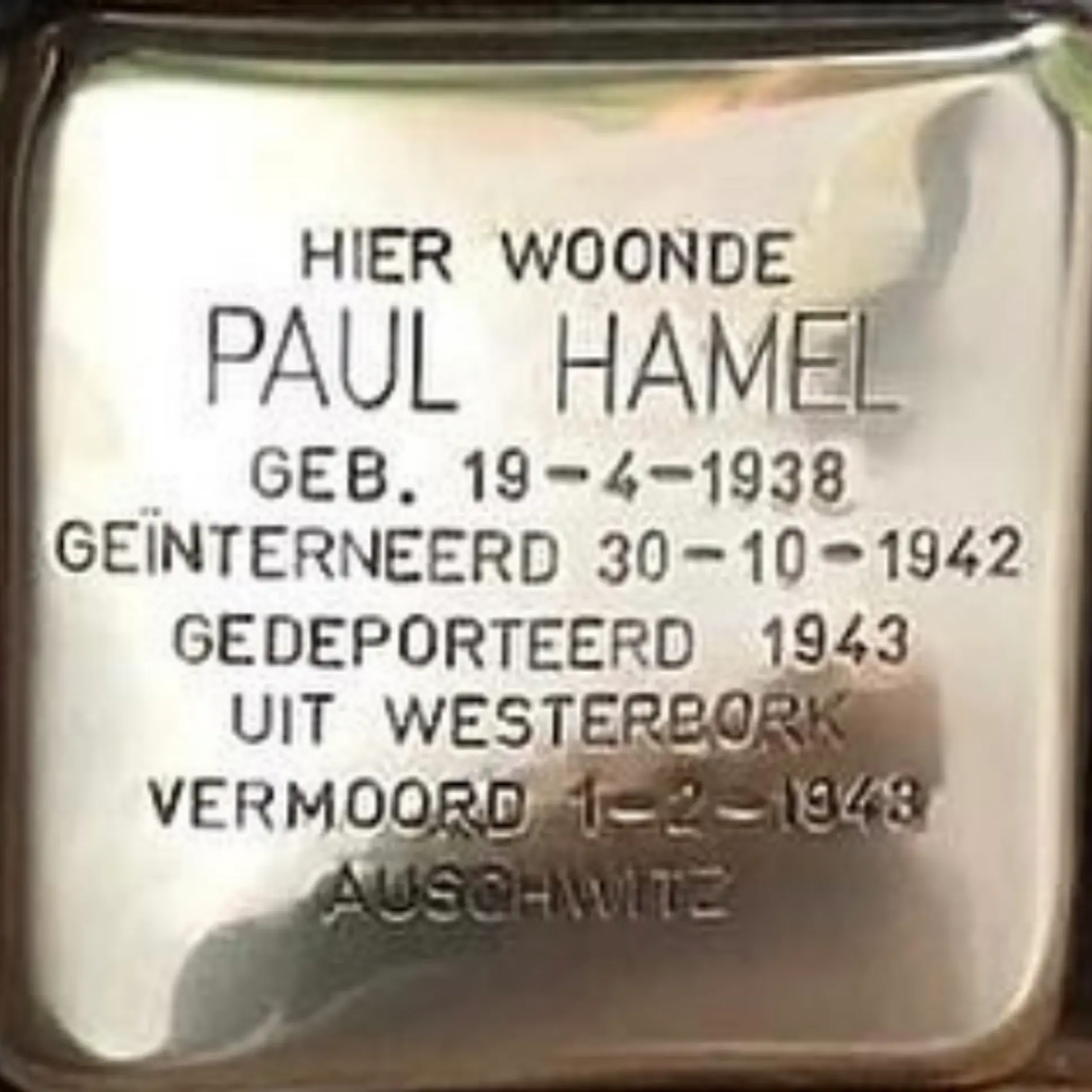 Struikelsteen voor Paul Hamel