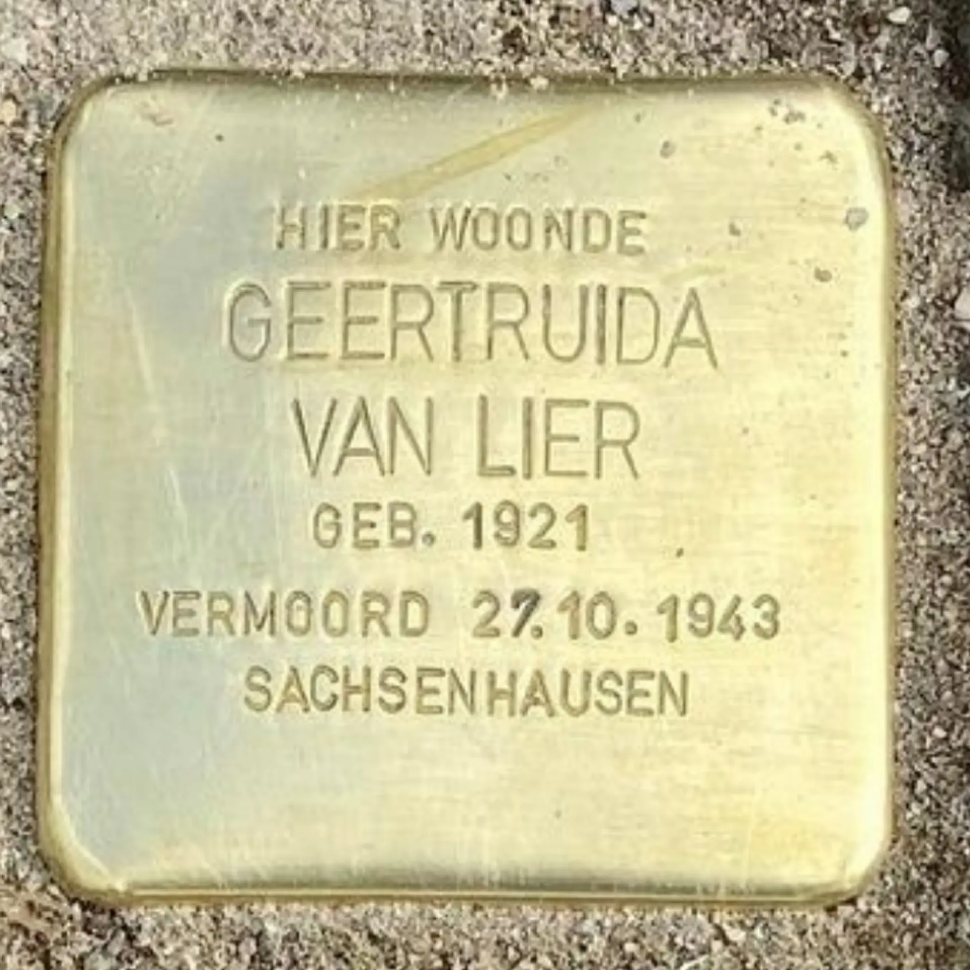 Struikelsteen voor Geertruida (Truus) van Lier