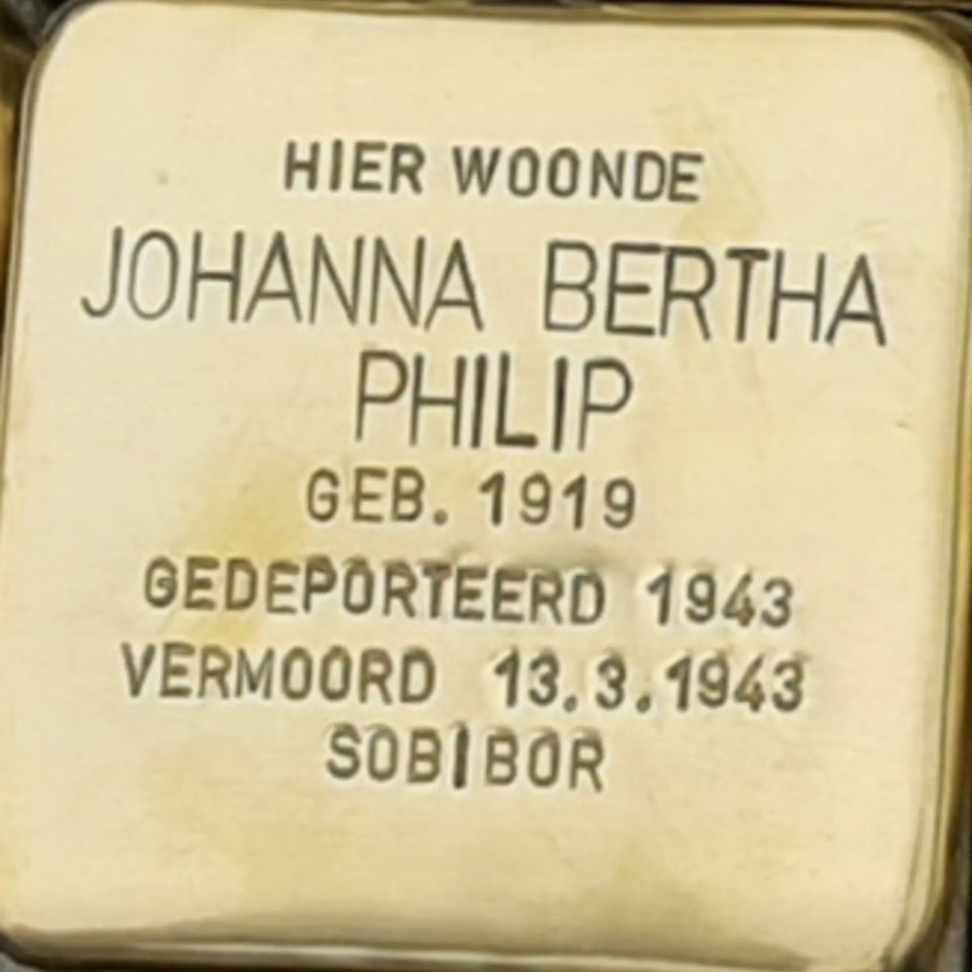 Struikelsteen voor Johanna Bertha Philip