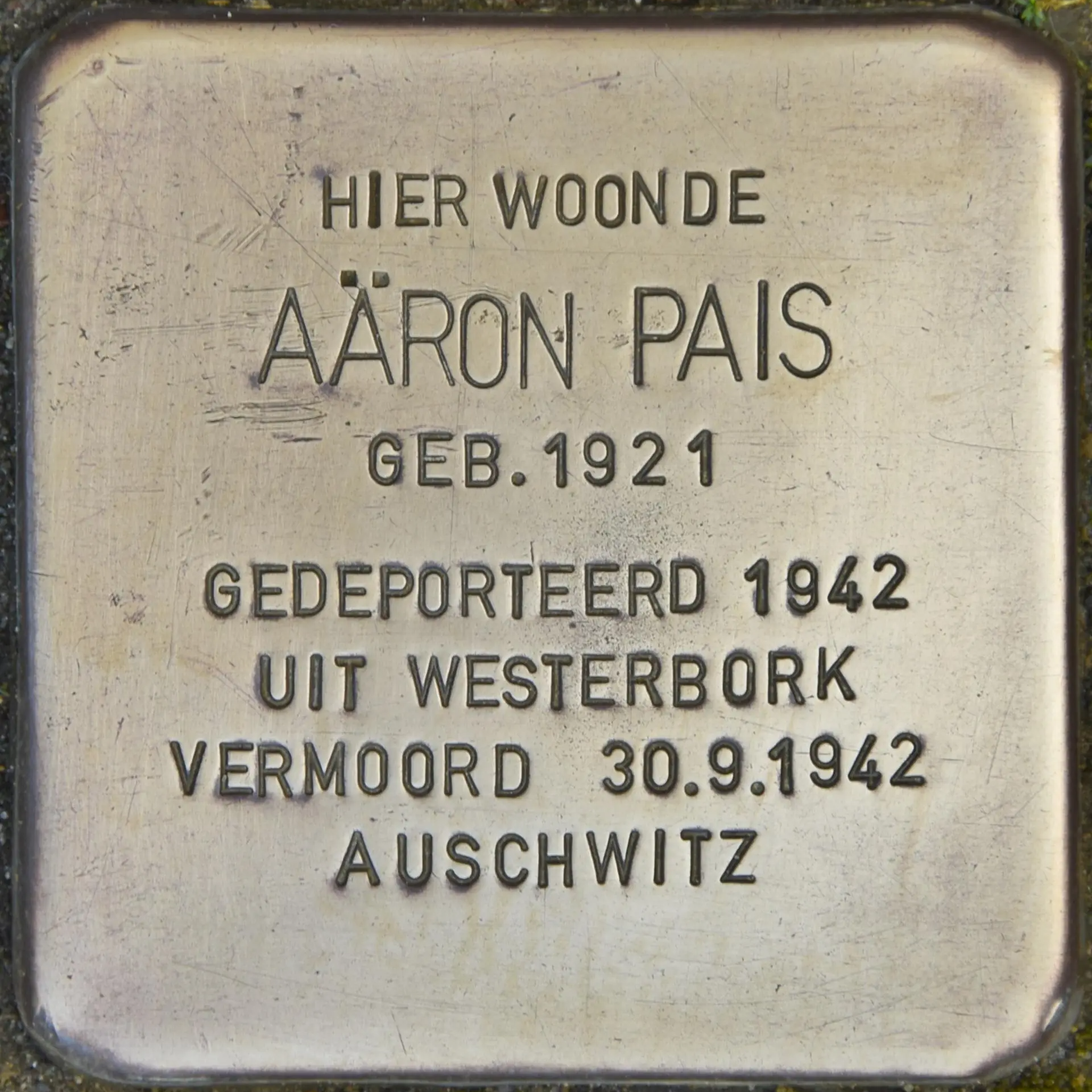Struikelsteen voor Aäron Pais