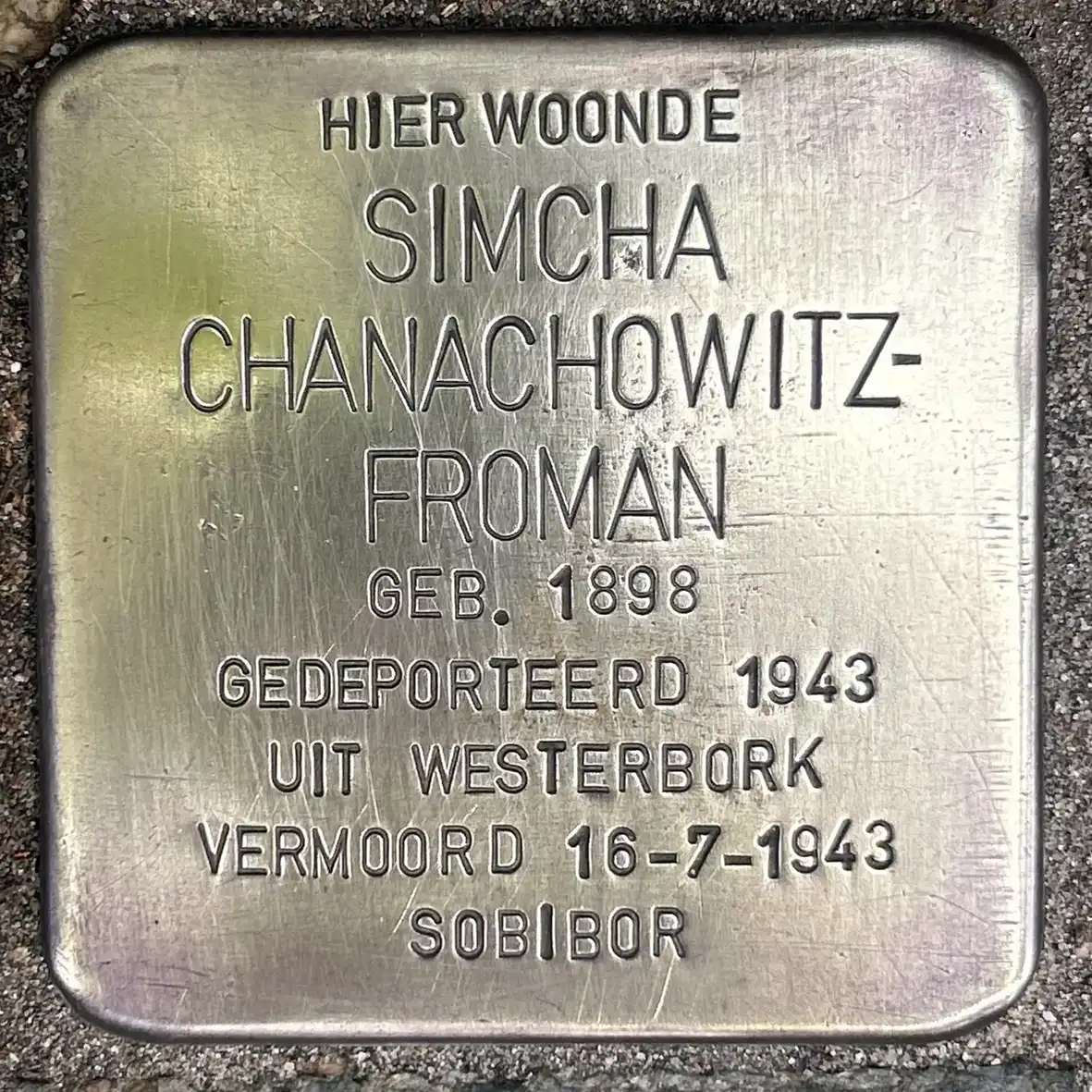 Struikelsteen voor Simcha Chanachowitz-Froman