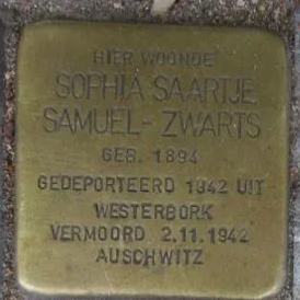 Struikelsteen voor Sophia Saartje Samuel-Zwarts