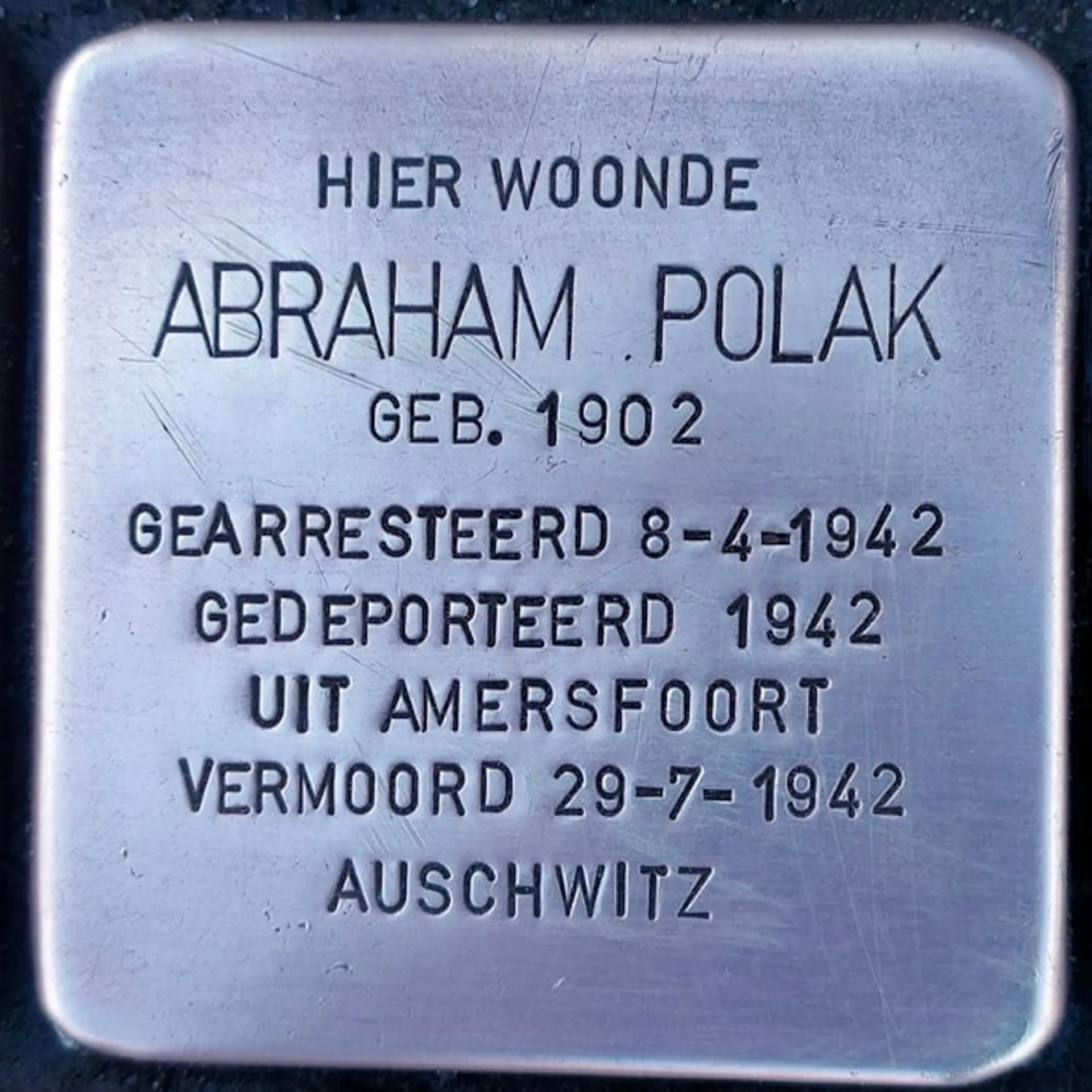 Struikelsteen voor Abraham Polak