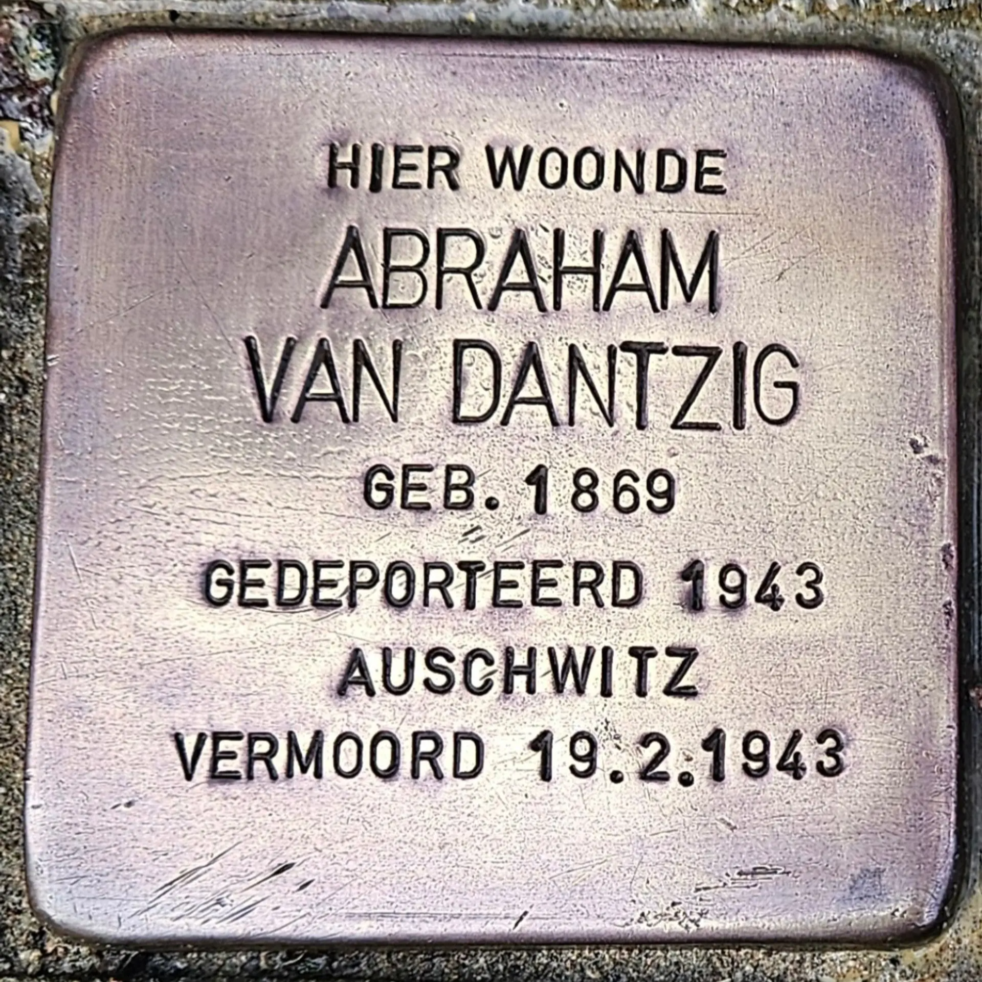 Struikelsteen voor Abraham van Dantzig