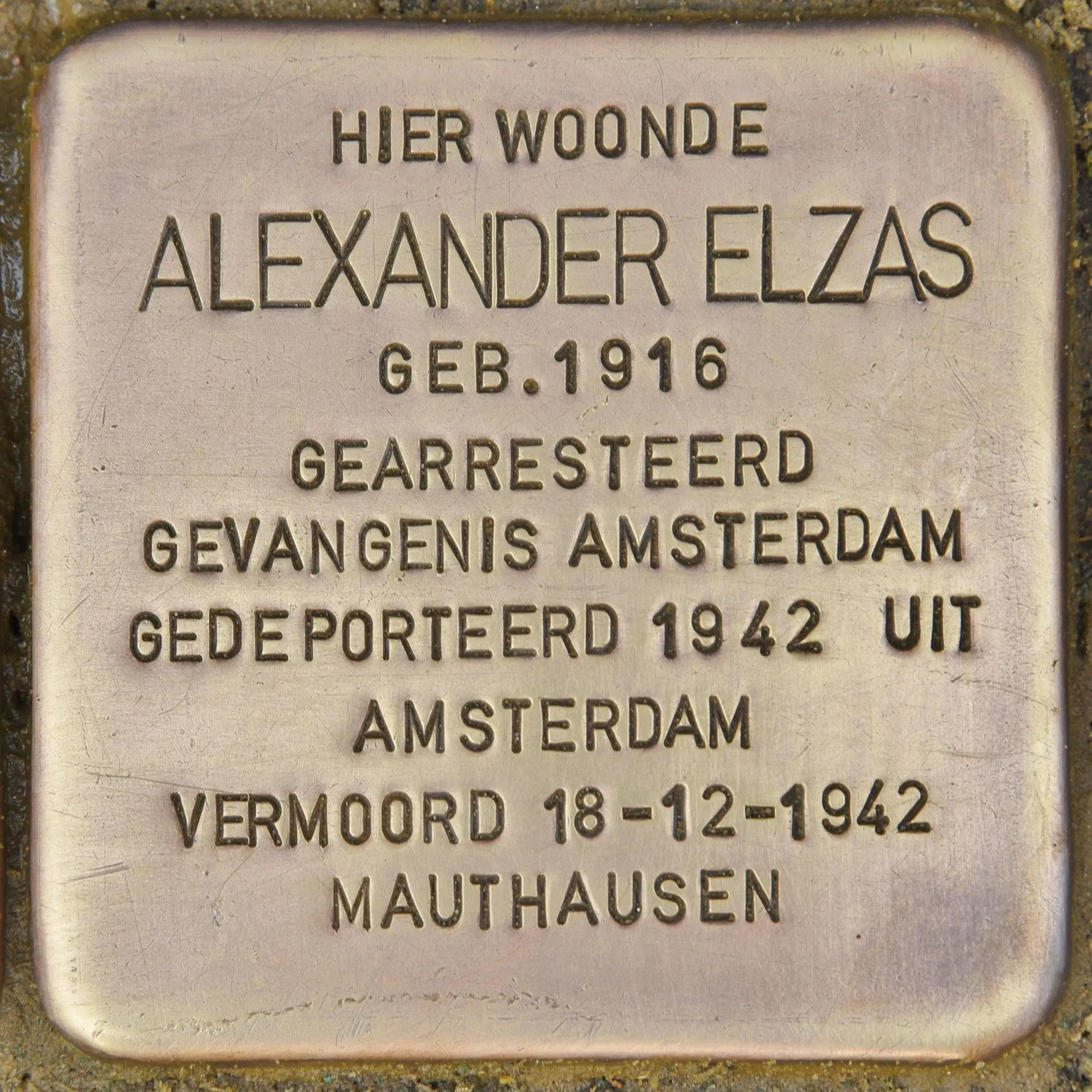 Struikelsteen voor Alexander Elzas