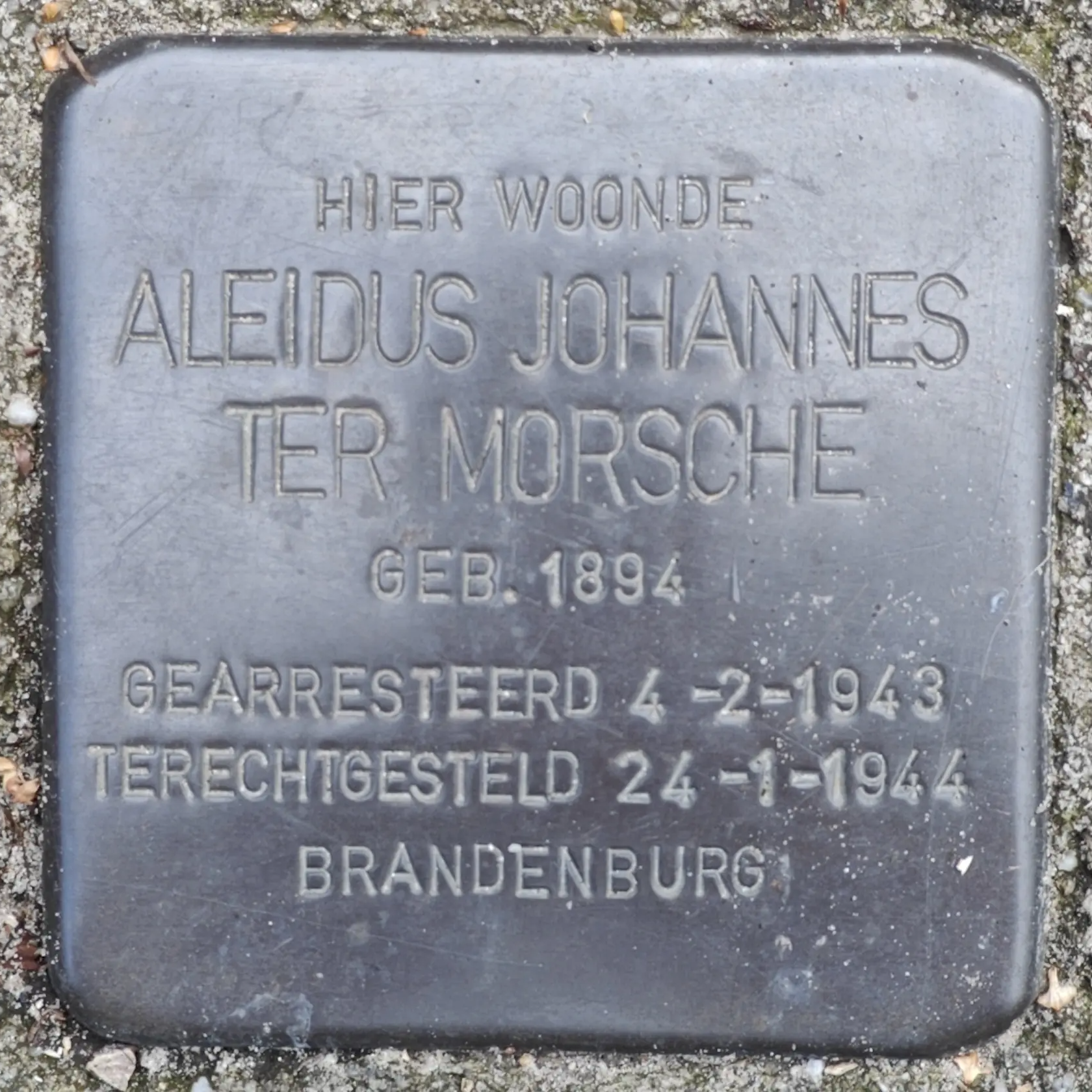 Struikelsteen voor Aleidus Johannes ter Morsche
