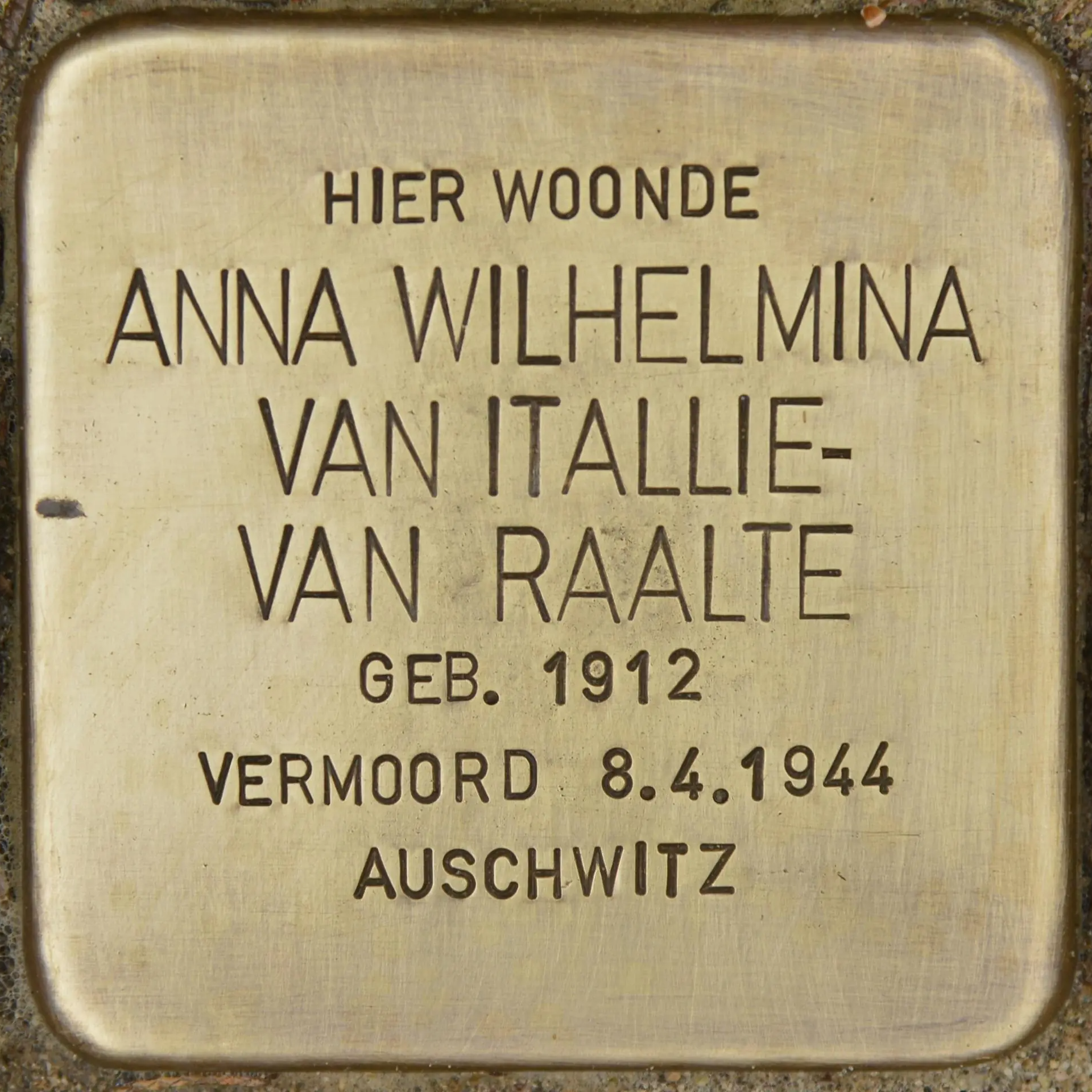 Struikelsteen voor Anna Wilhelmina van Itallie-van Raalte