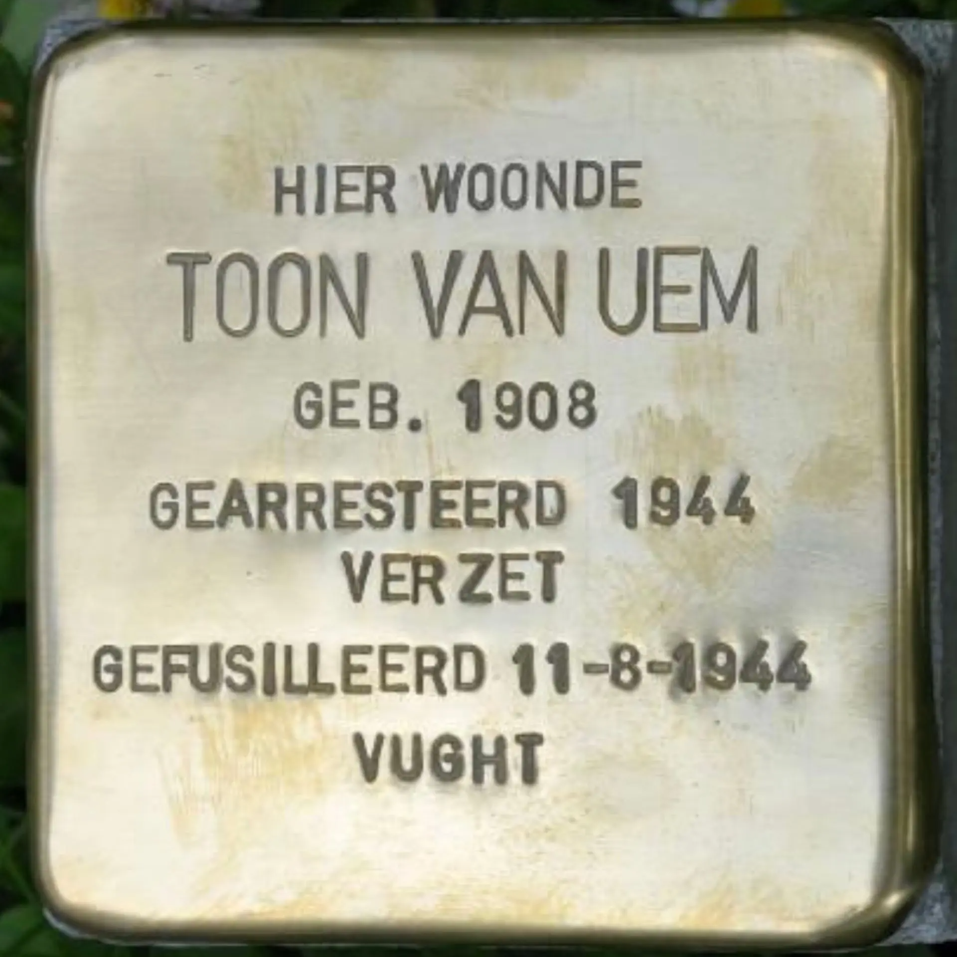 Struikelsteen voor Antonius Everhardus van Uem