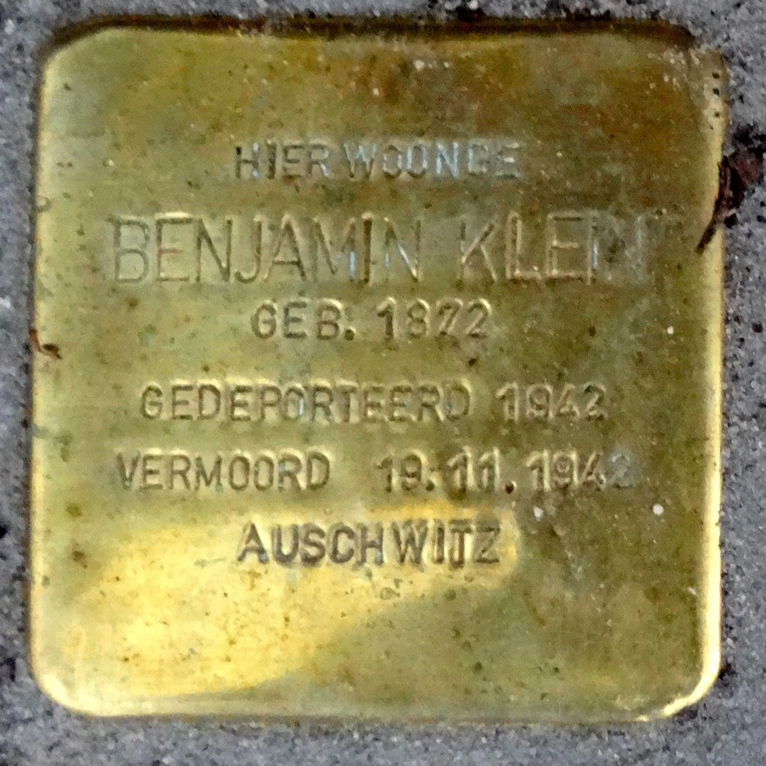 Struikelsteen voor Benjamin Klein