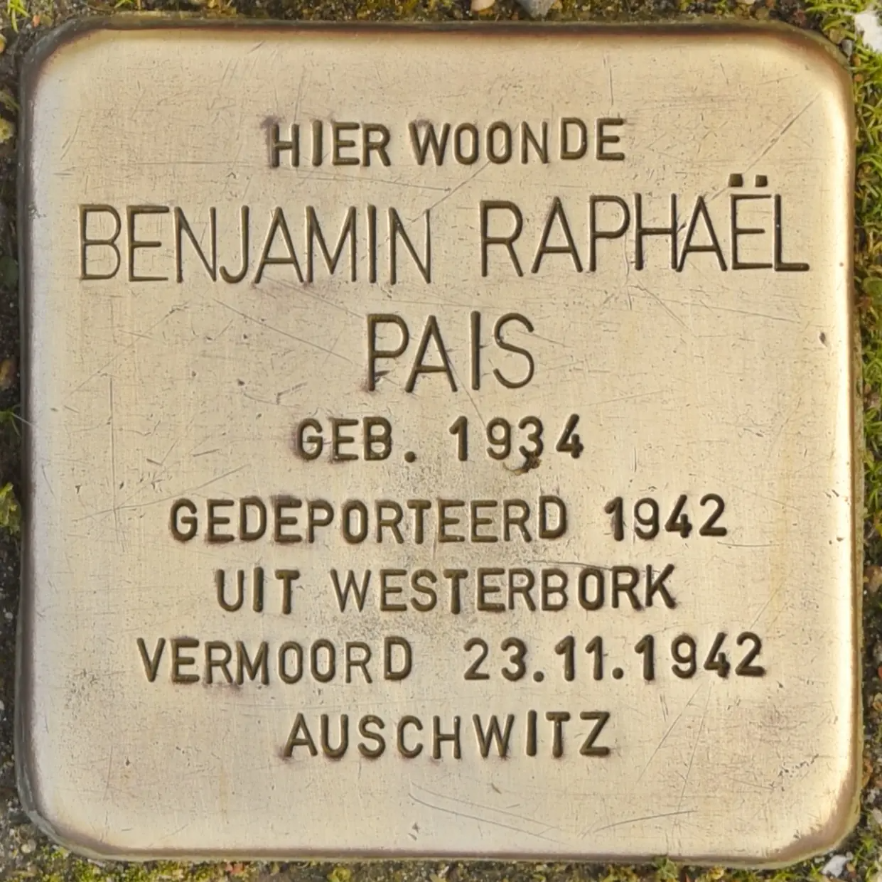 Struikelsteen voor Benjamin Raphaël Pais