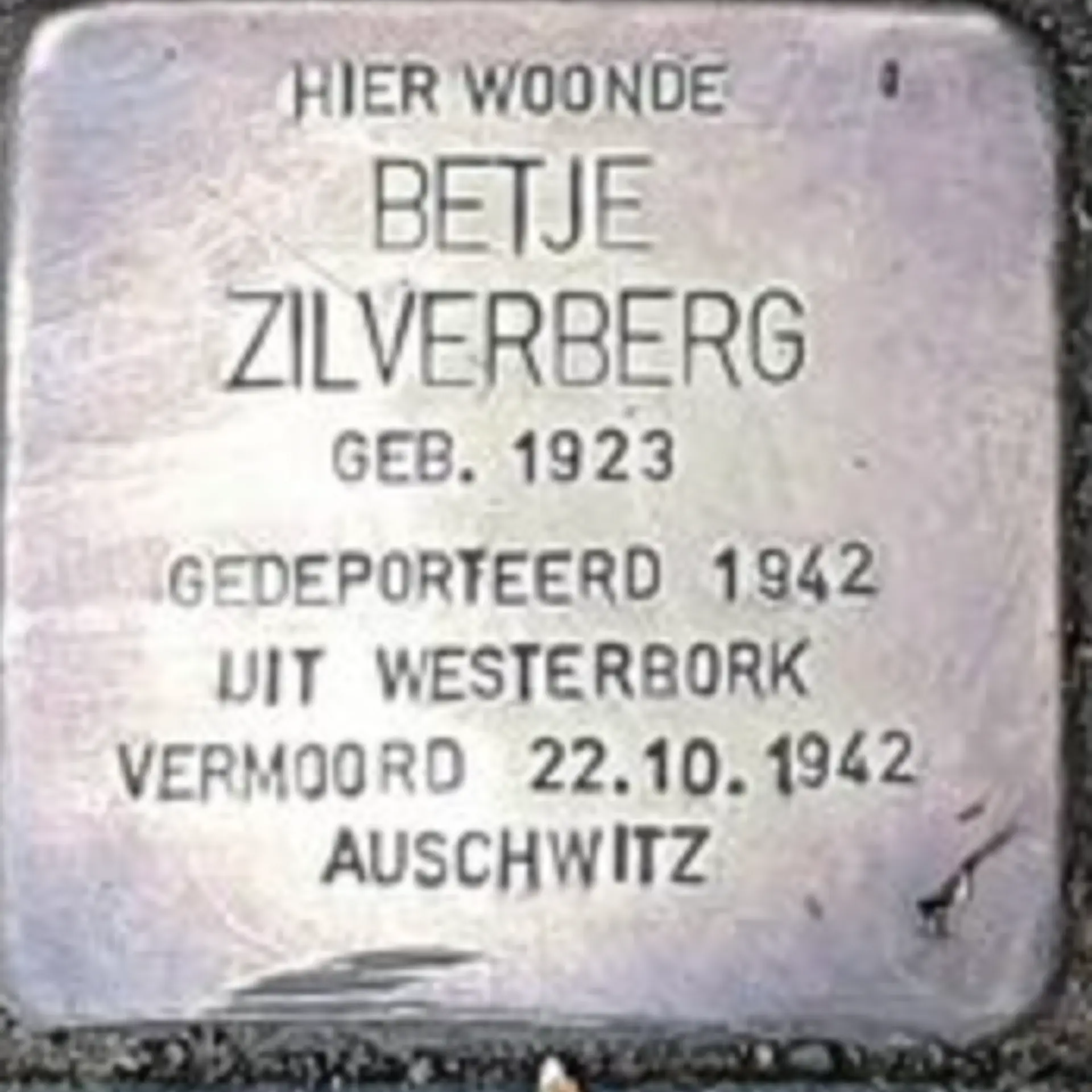 Struikelsteen voor Betje Zilverberg