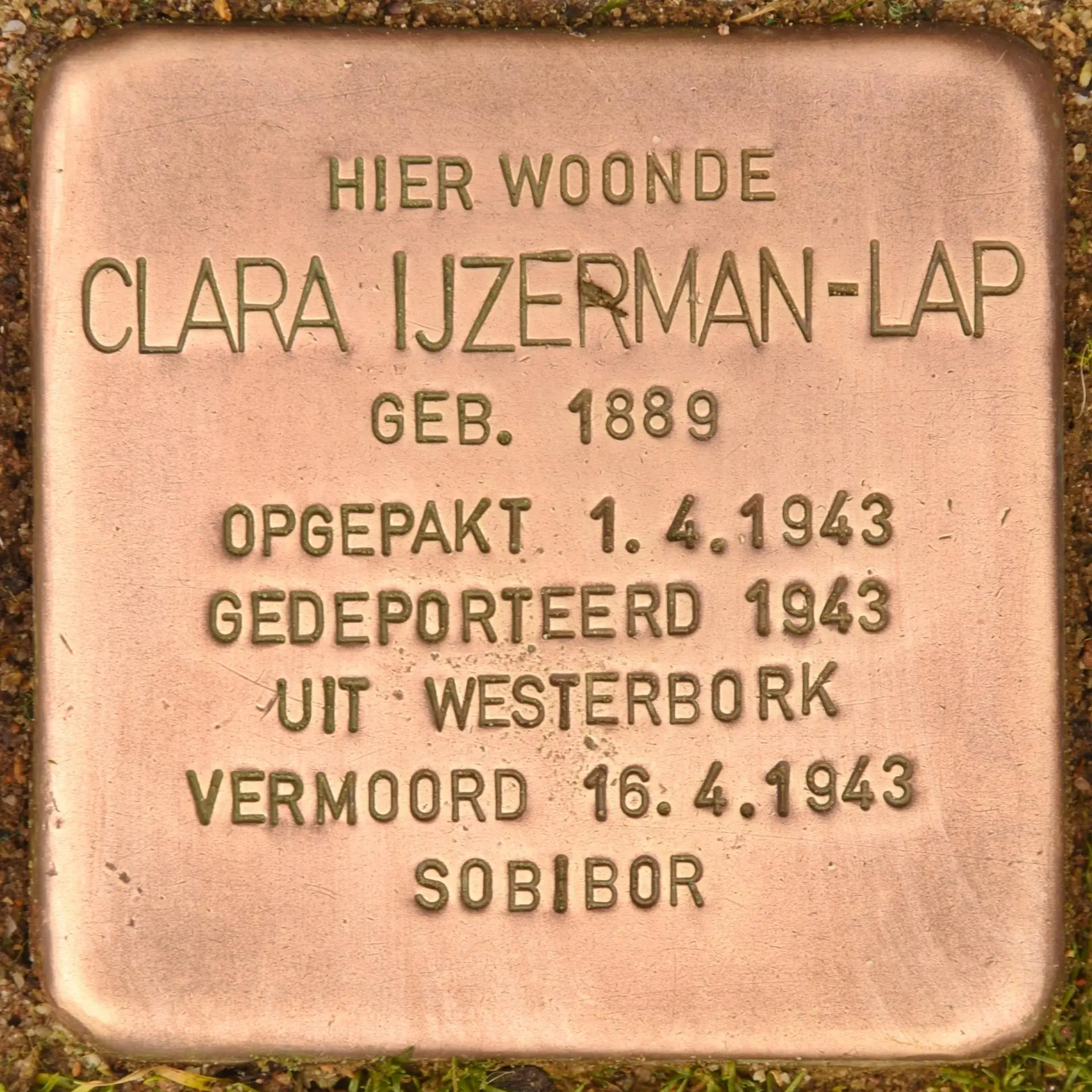 Struikelsteen voor Clara IJzerman-Lap