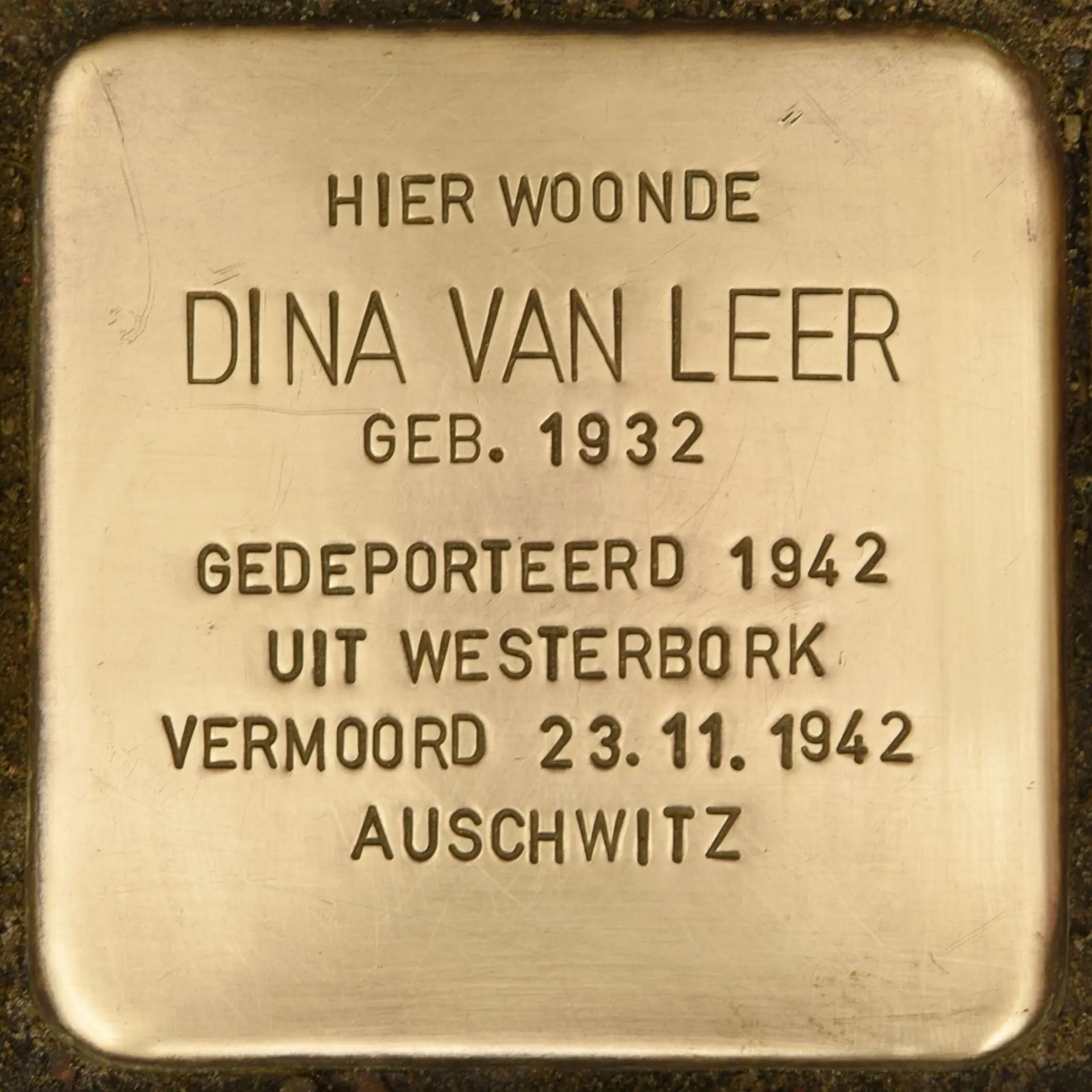 Struikelsteen voor Dina van Leer