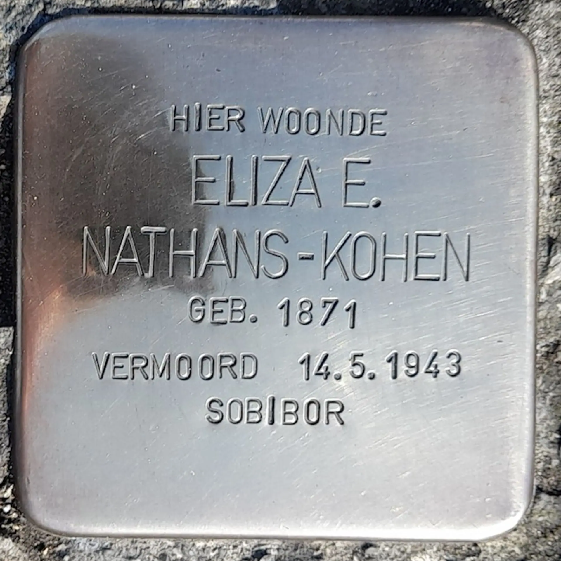 Struikelsteen voor Eliza Esther Nathans-Kohen