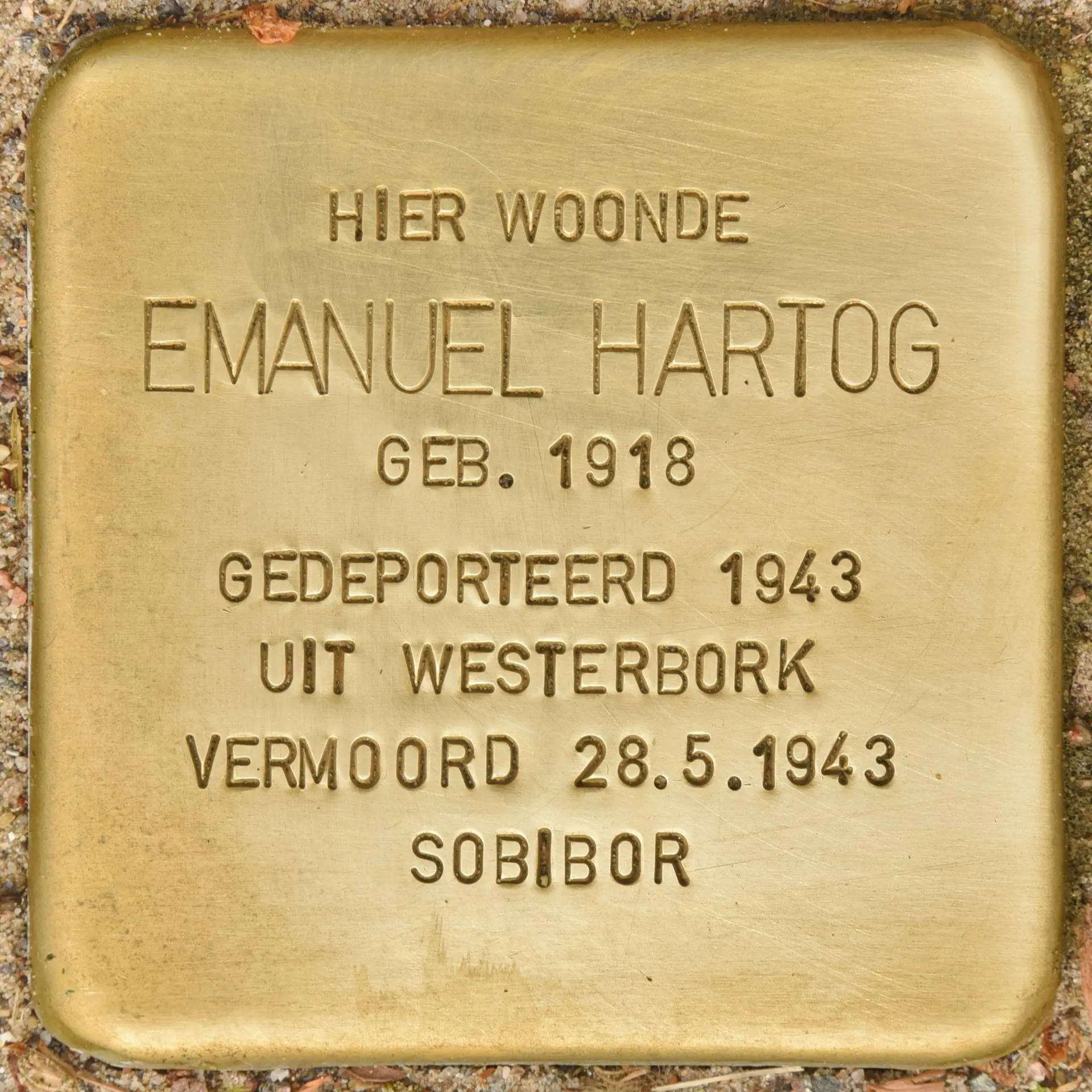 Struikelsteen voor Emanuel Hartog
