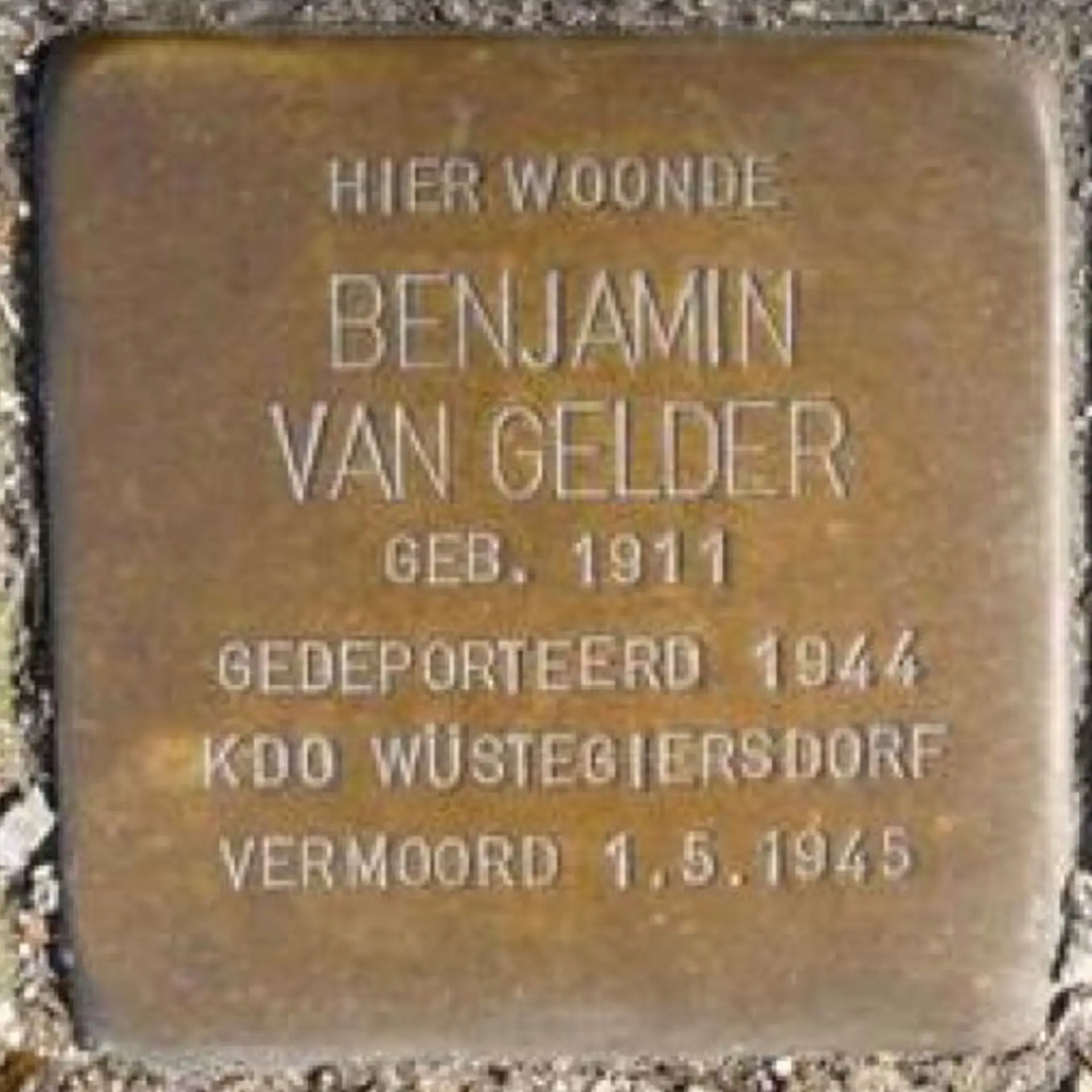 Struikelsteen voor Benjamin van Gelder