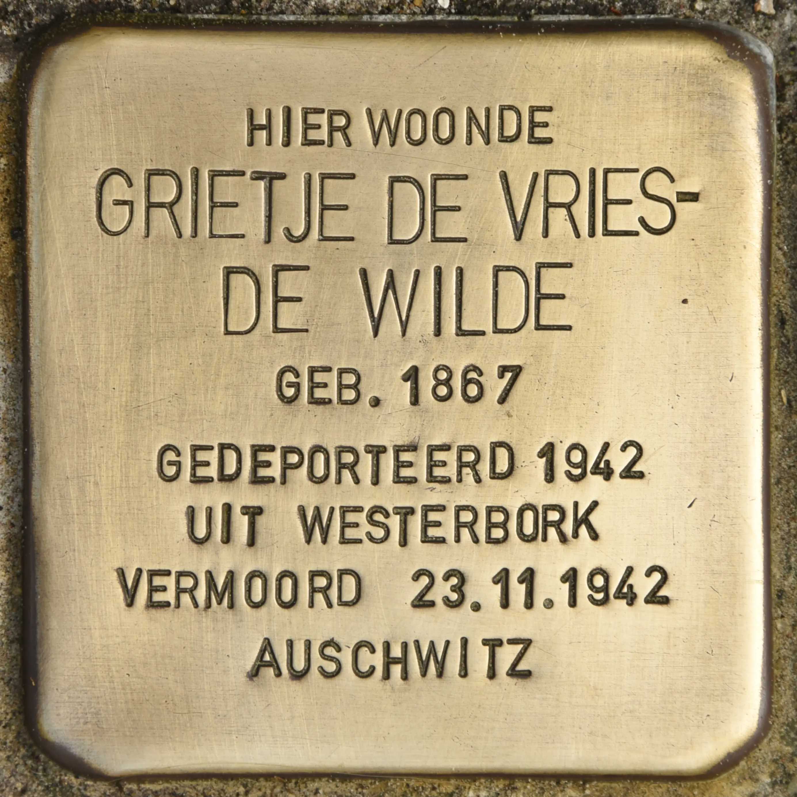 Struikelsteen voor Grietje de Vries-de Wilde
