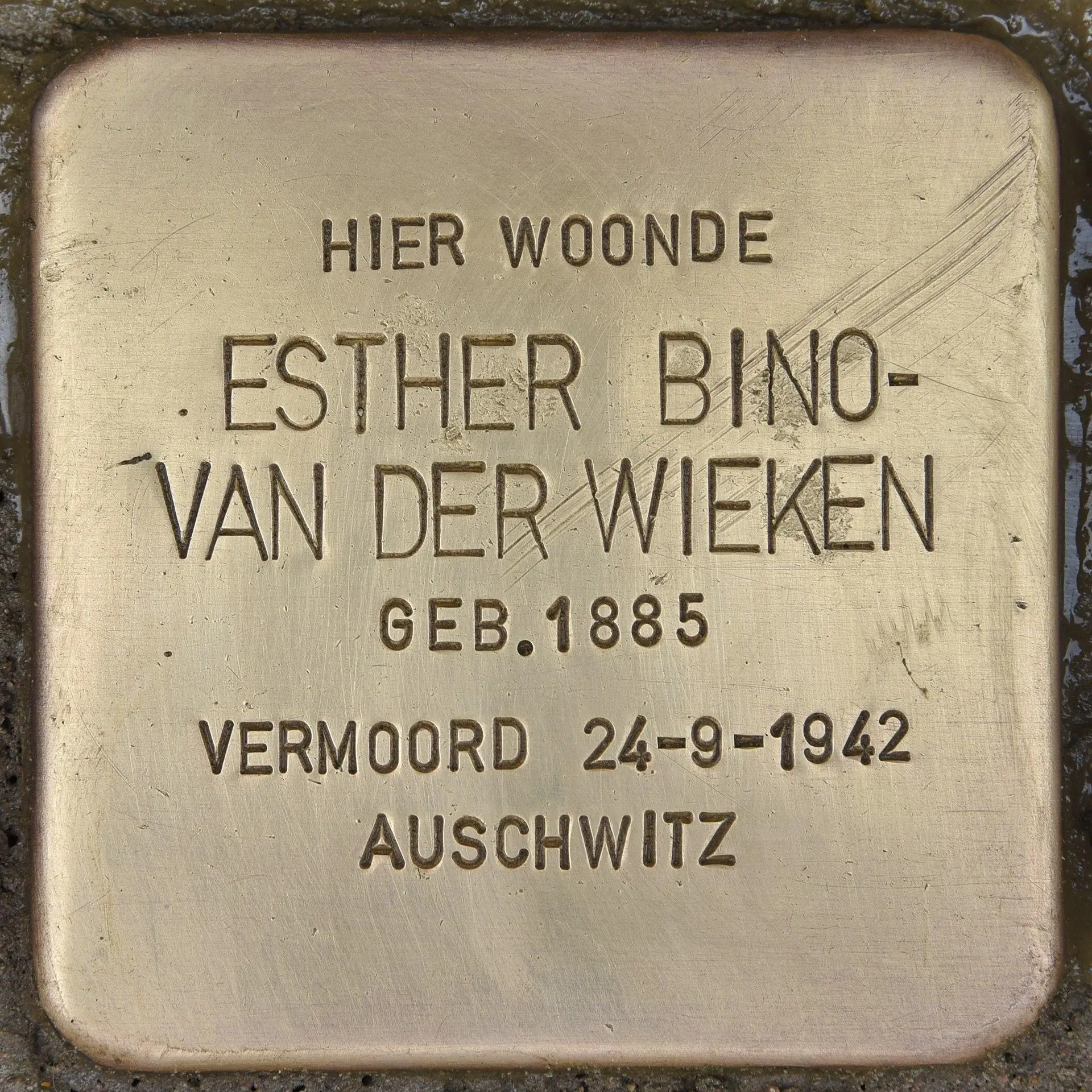 Struikelsteen voor Esther Bino-van der Wieken