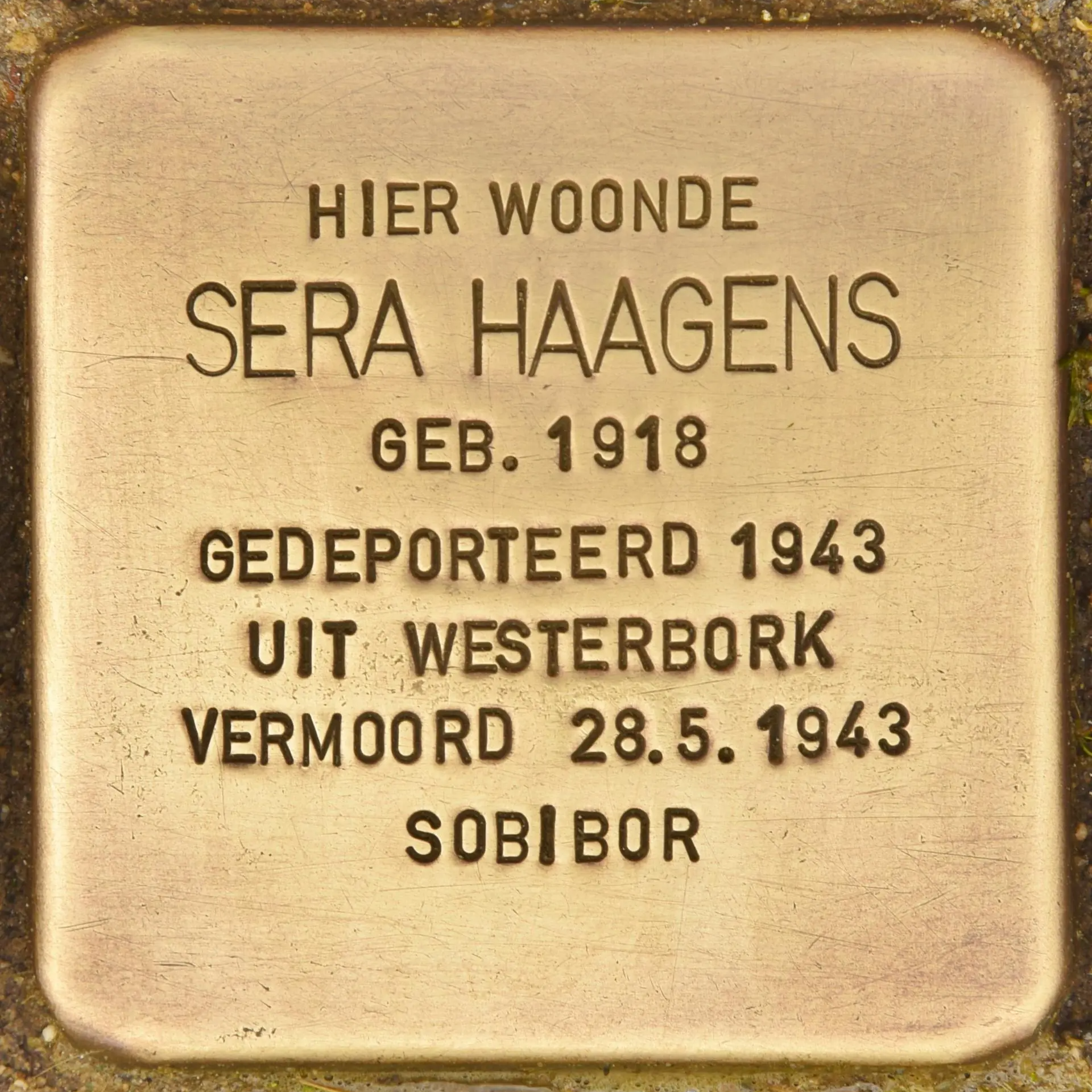 Struikelsteen voor Sara Haagens