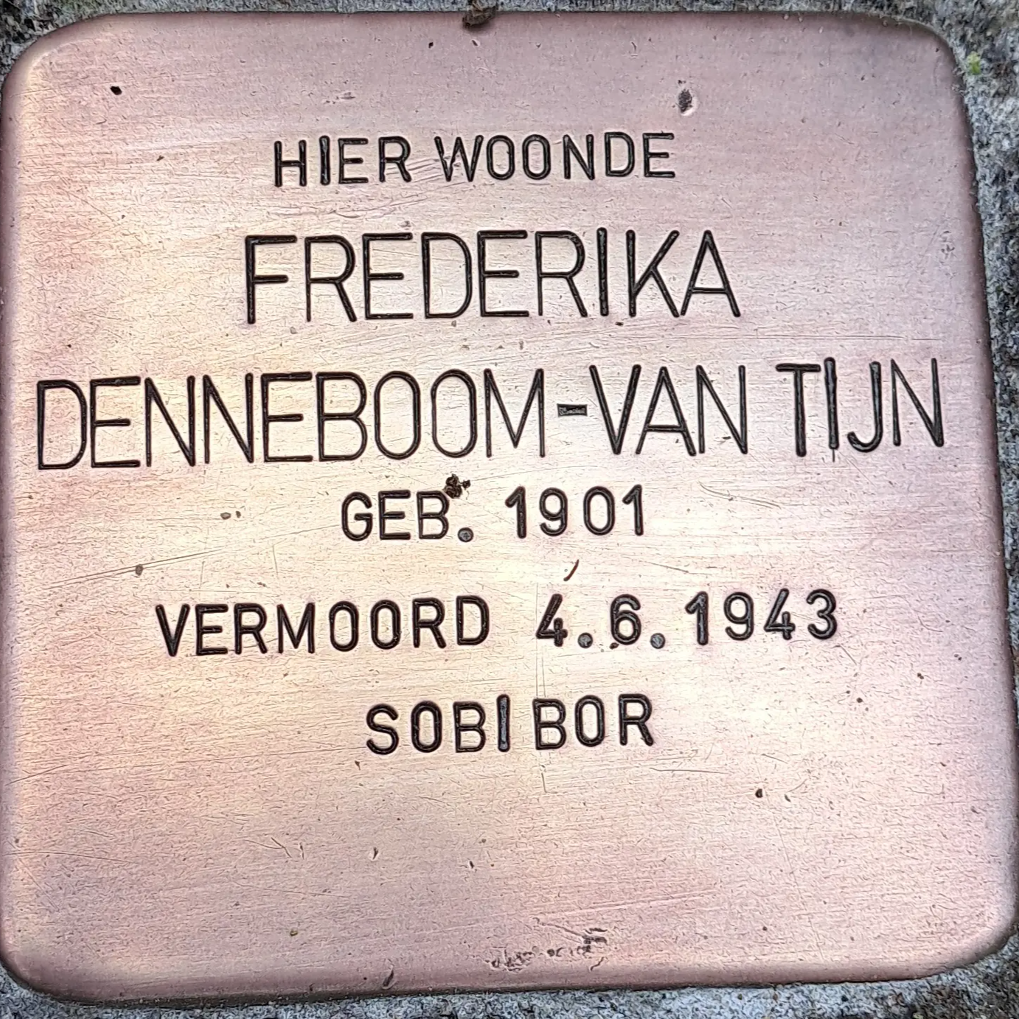 Struikelsteen voor Frederika Denneboom-van Tijn