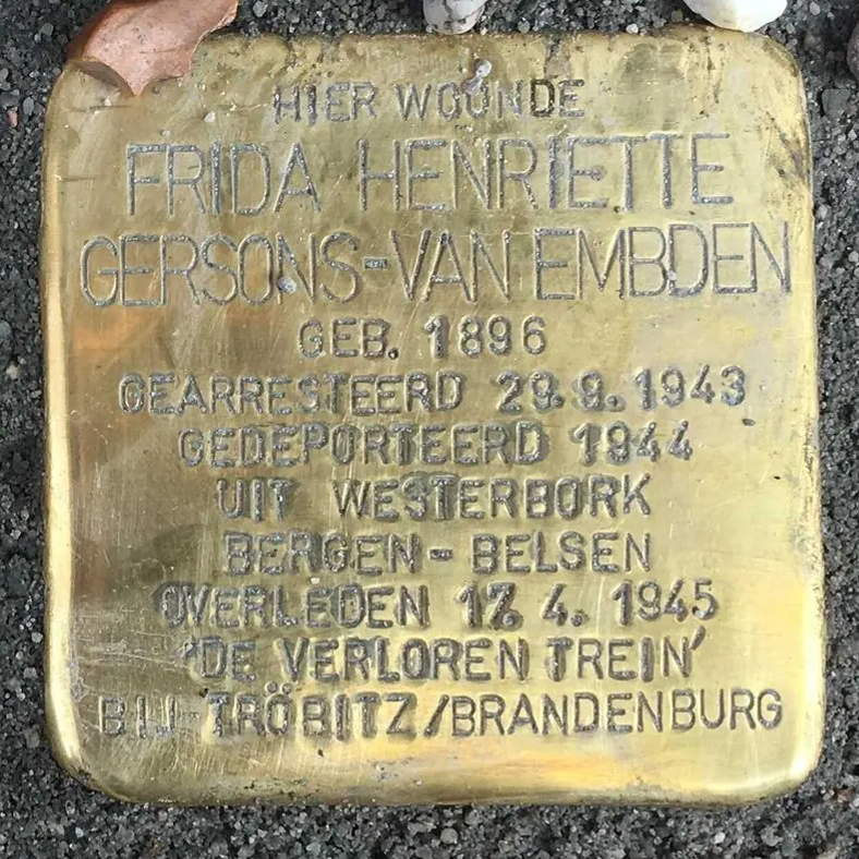 Struikelsteen voor Frida Henriette Gersons-van Embden