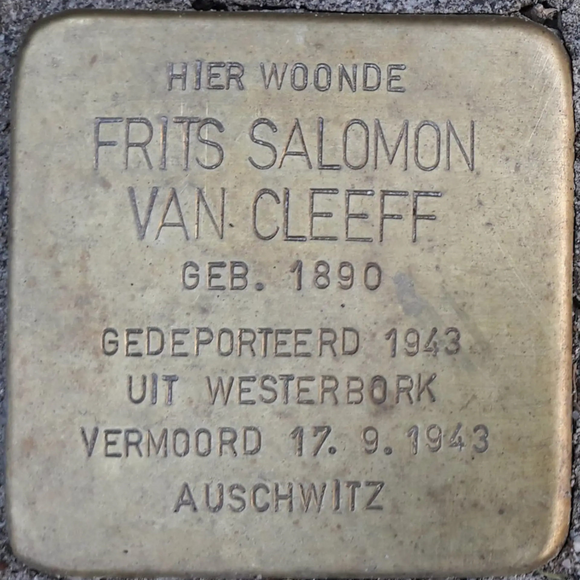 Struikelsteen voor Frits Salomon van Cleeff