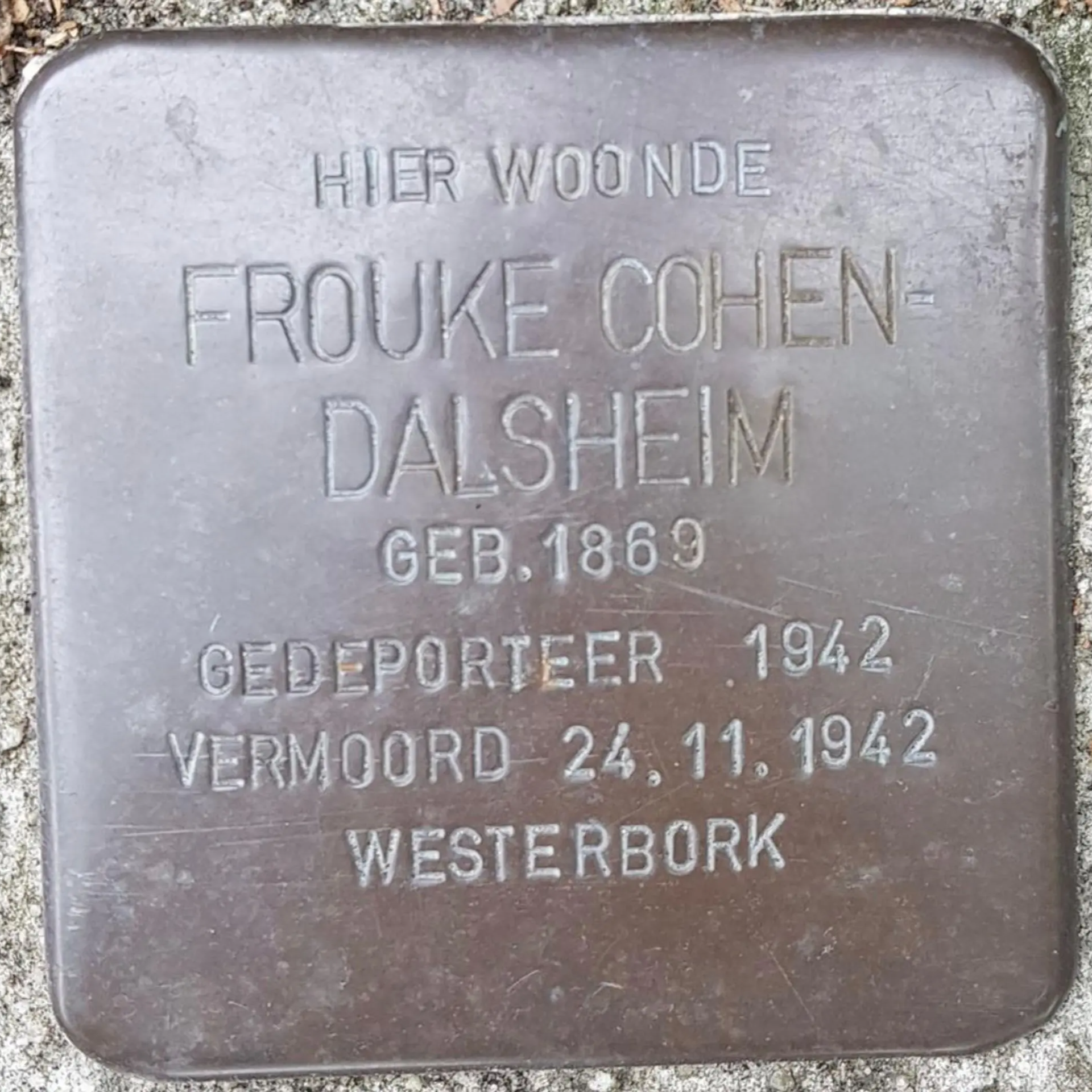 Struikelsteen voor Frouwke Cohen-Dalsheim