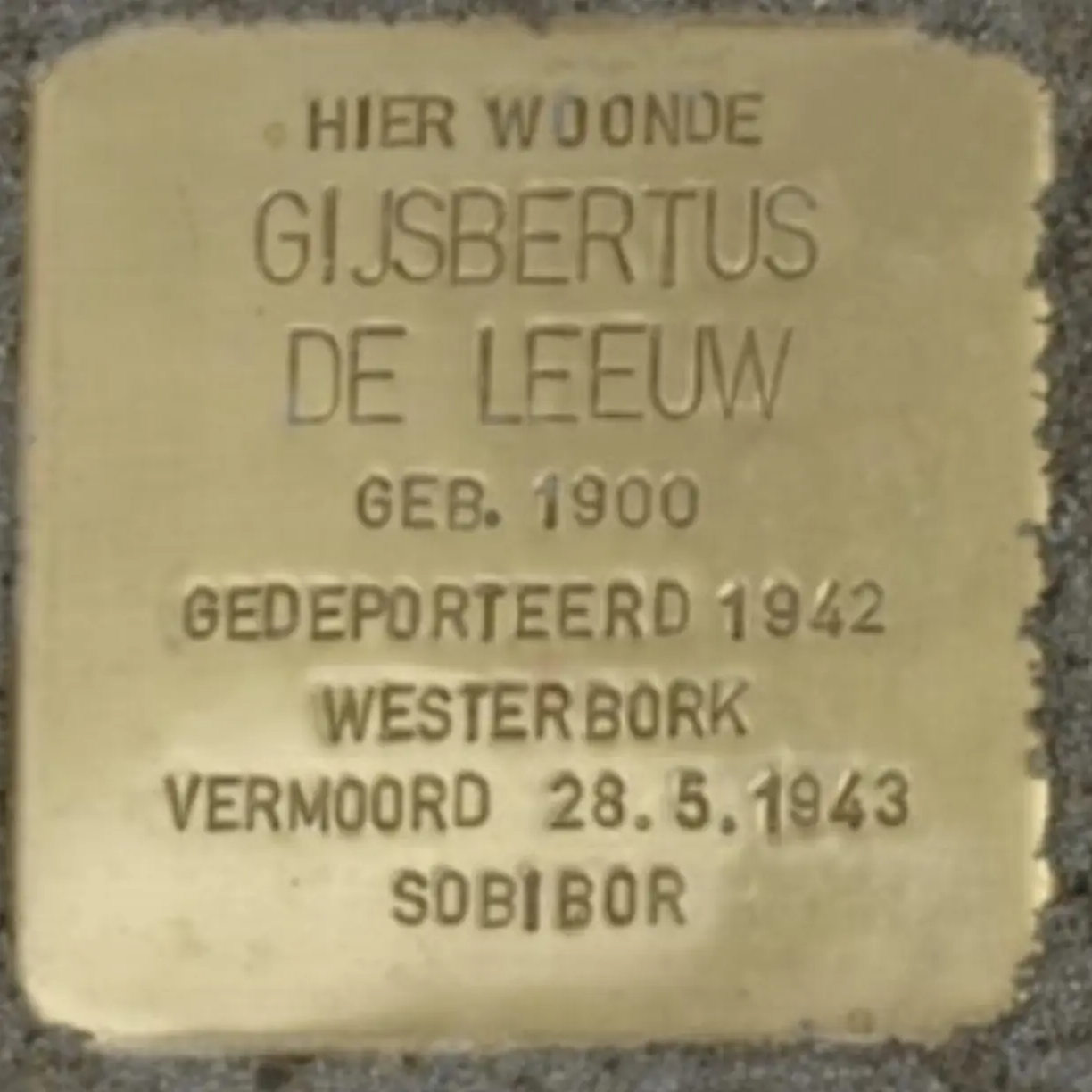 Struikelsteen voor Gijsbertus de Leeuw