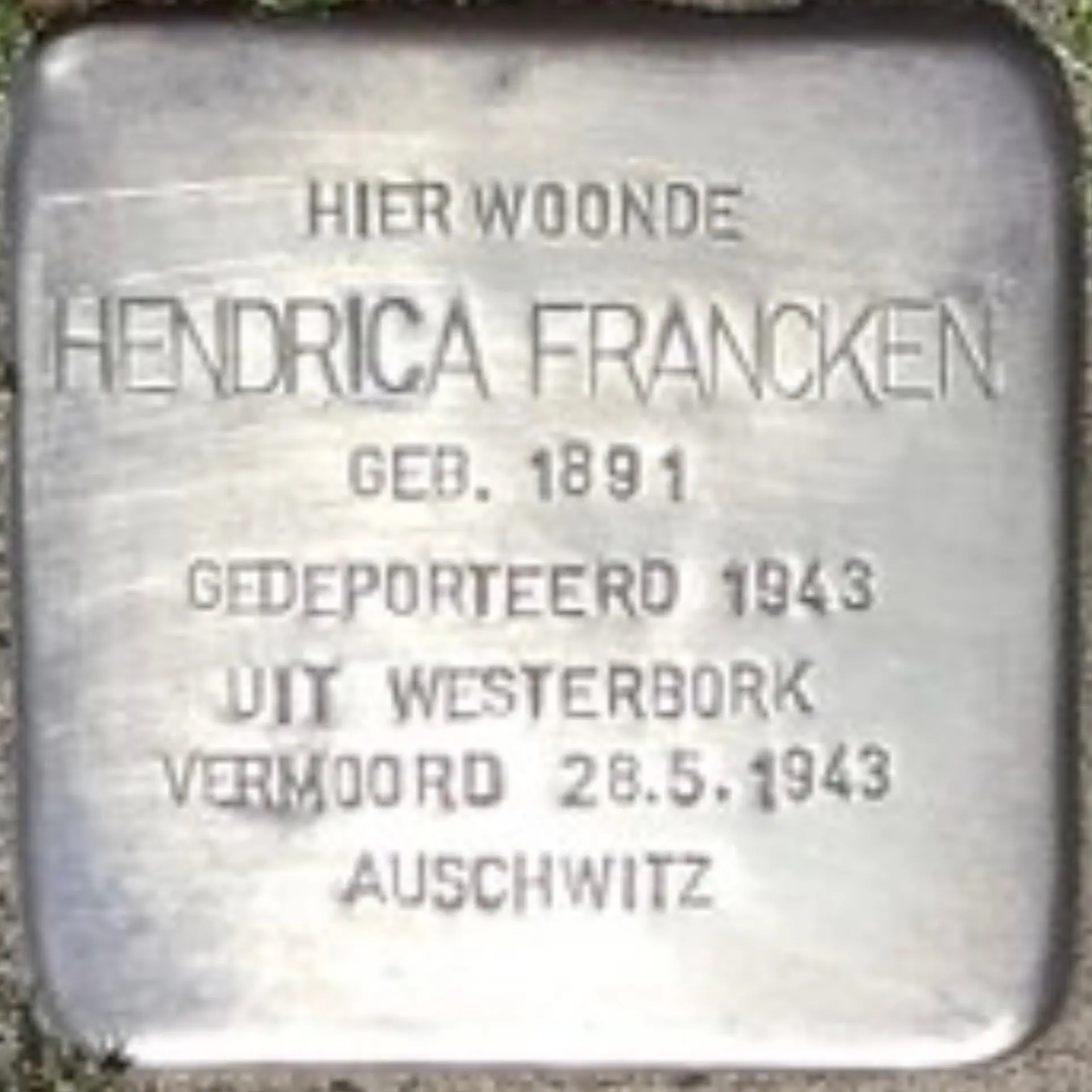 Struikelsteen voor Hendrica Francken
