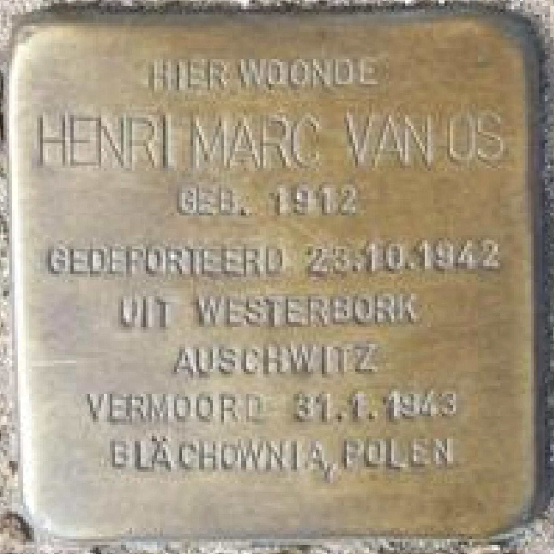 Struikelsteen voor Henri Marc van Os