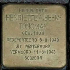 Struikelsteen voor Henriette Alexandra Beem-Toncman