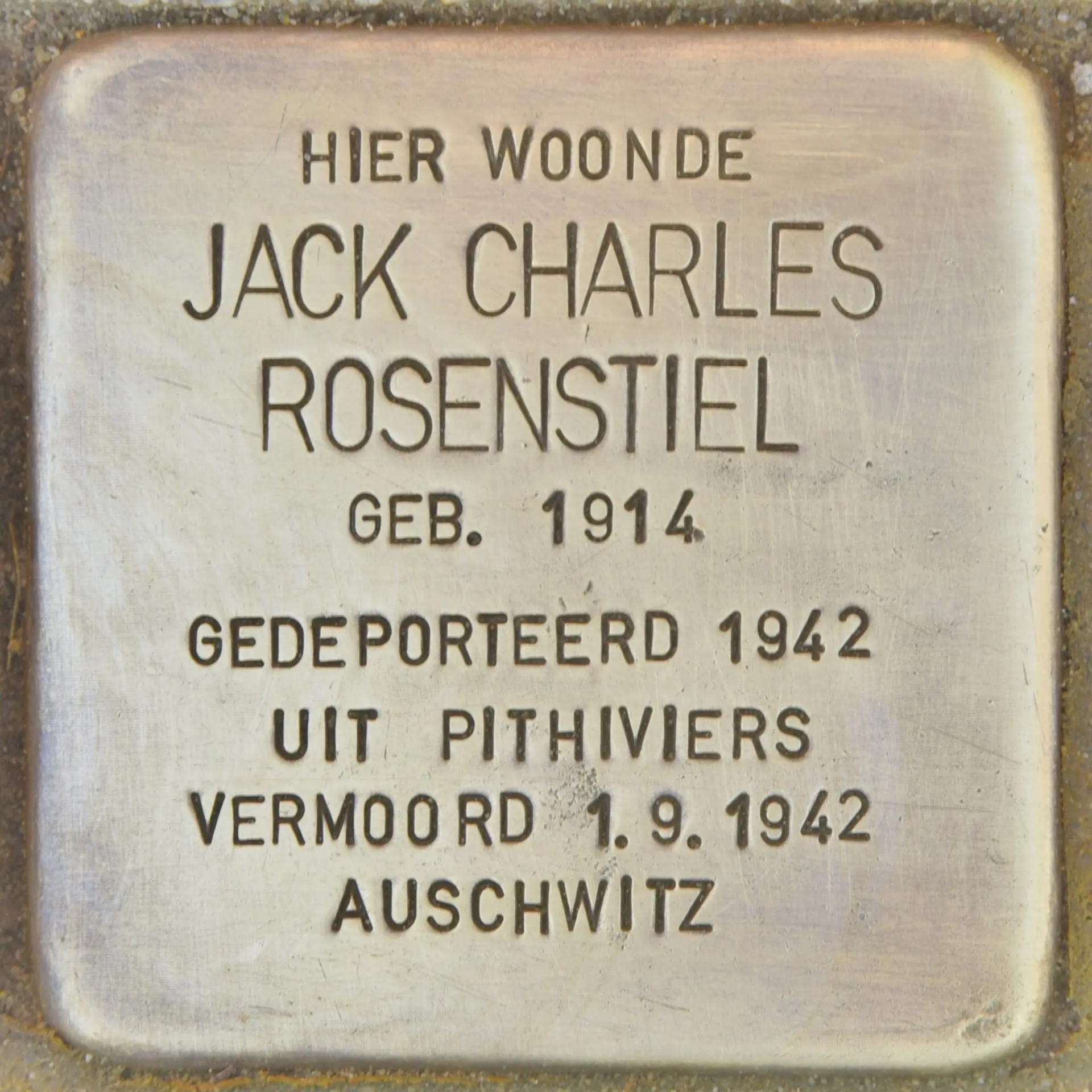 Struikelsteen voor Jack Charles Rosenstiel